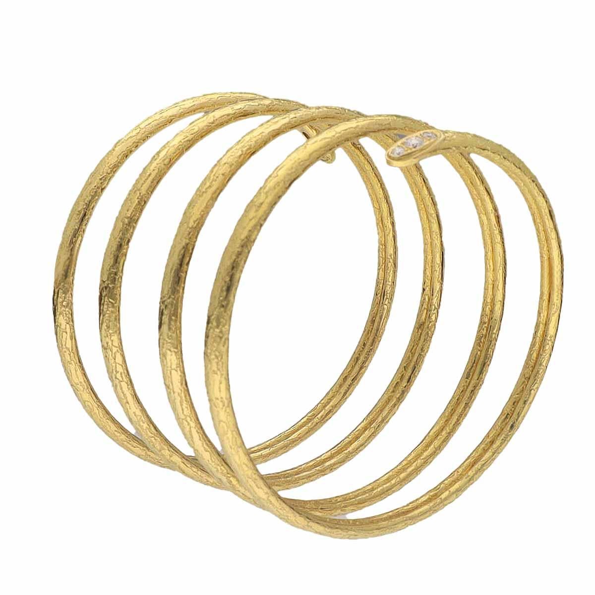 Taille ronde VanCleef&Arpels Bracelet jonc vintage en or jaune 18 carats avec diamants, 19 cm en vente
