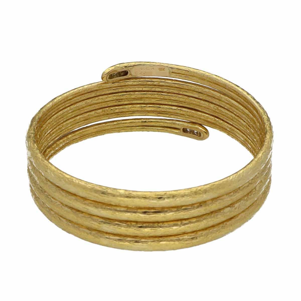 VanCleef&Arpels Bracelet jonc vintage en or jaune 18 carats avec diamants, 19 cm Bon état - En vente à Tokyo, JP