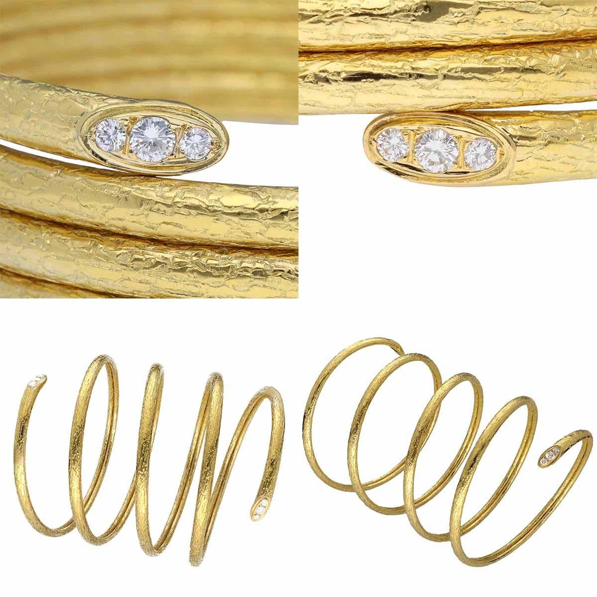 VanCleef&Arpels Bracelet jonc vintage en or jaune 18 carats avec diamants, 19 cm Pour femmes en vente