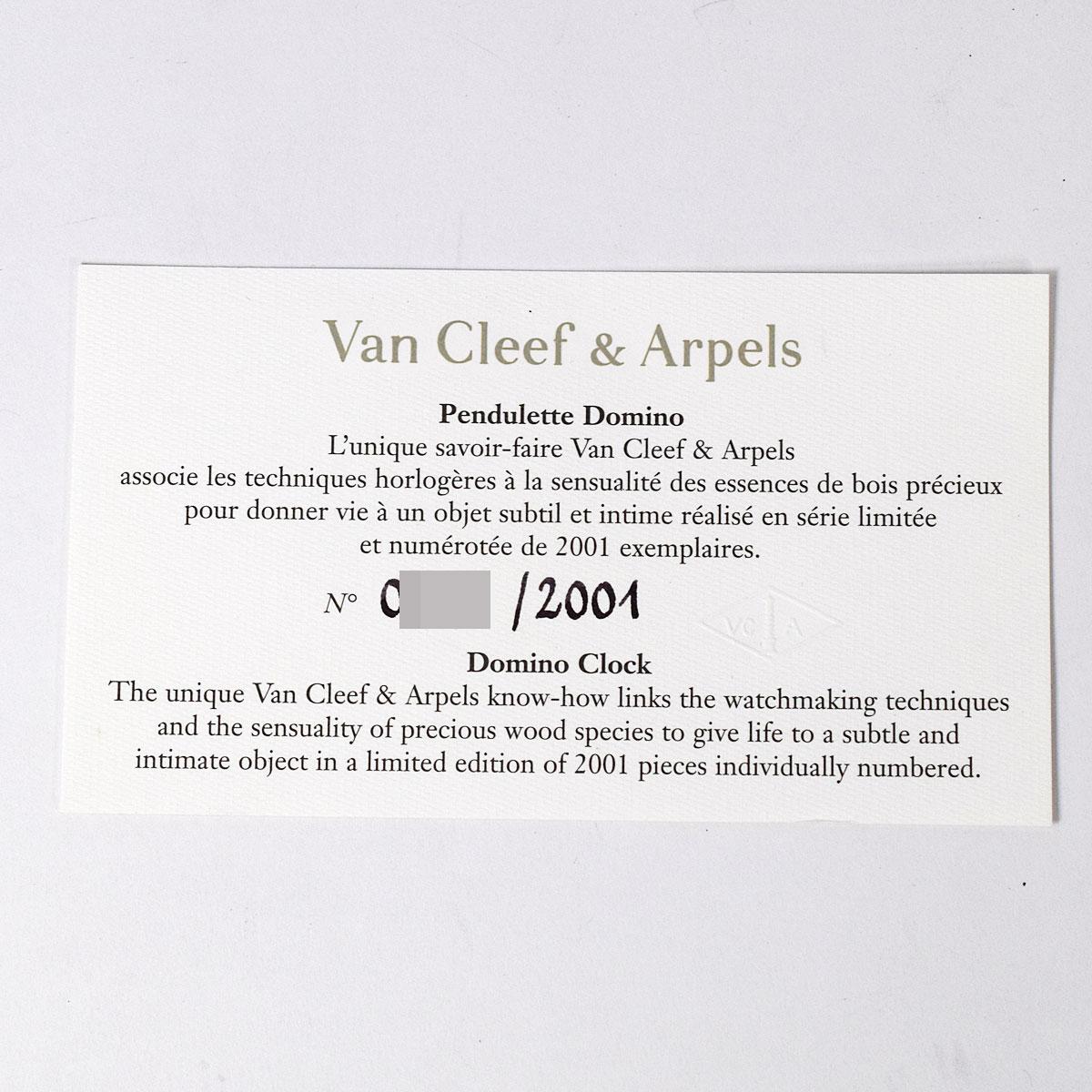 Van Cleef &Arpels Domino Clock Black Shell Wood Stainless Quartz Limited to 2001 For Sale 3