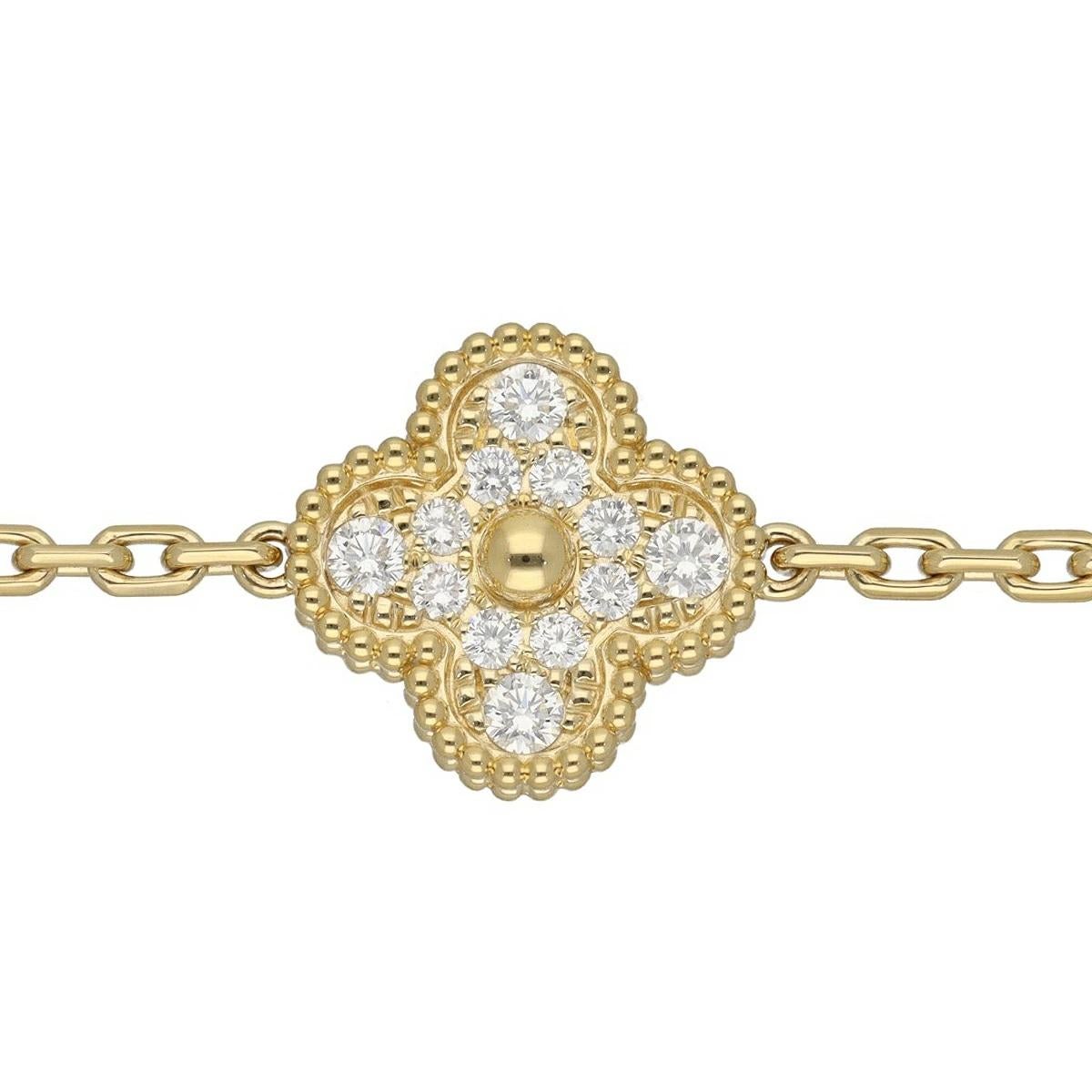 Taille ronde VanCleef&Arpels Vintage Alhambra Bracelet Diamants 2.41ct Or jaune 18K en vente
