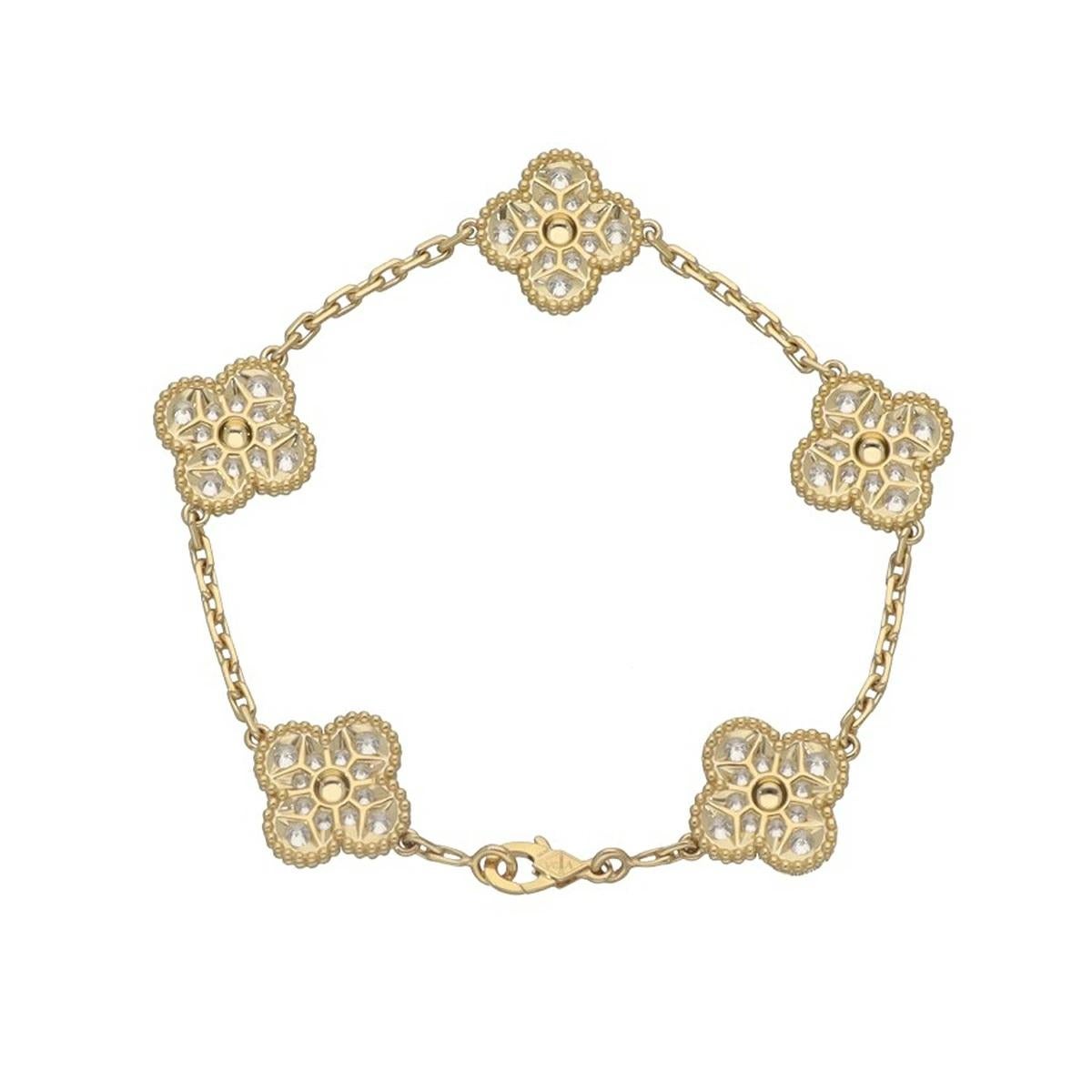VanCleef&Arpels Vintage Alhambra Bracelet Diamants 2.41ct Or jaune 18K Bon état - En vente à Tokyo, JP