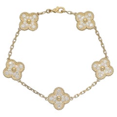VanCleef&Arpels Vintage Alhambra Bracelet Diamonds 2.41ct 18K Yellow Gold