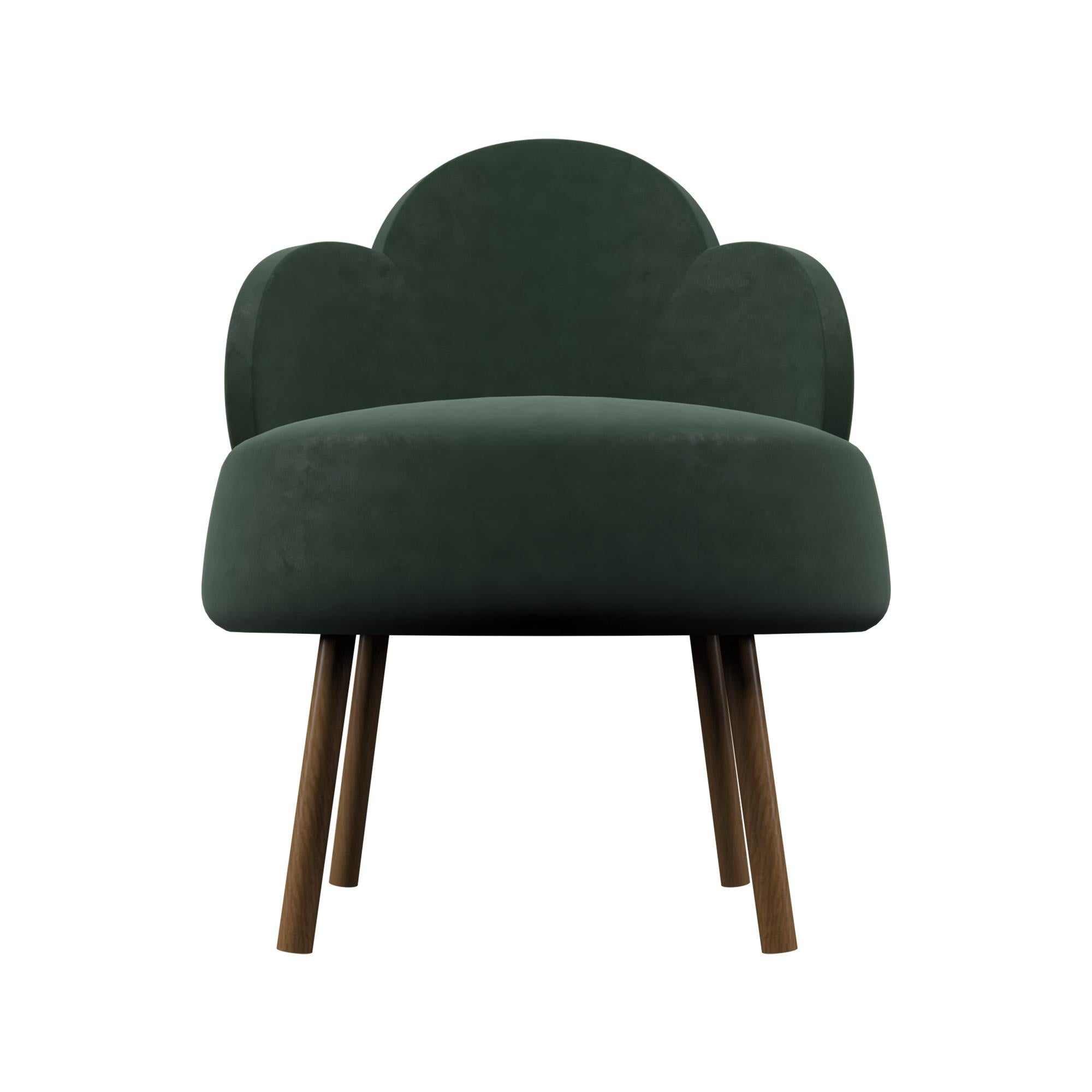 Modern VANCOUVERT Velvet Chair in Olive by Alexandre Ligios, REP by Tuleste Factory For Sale