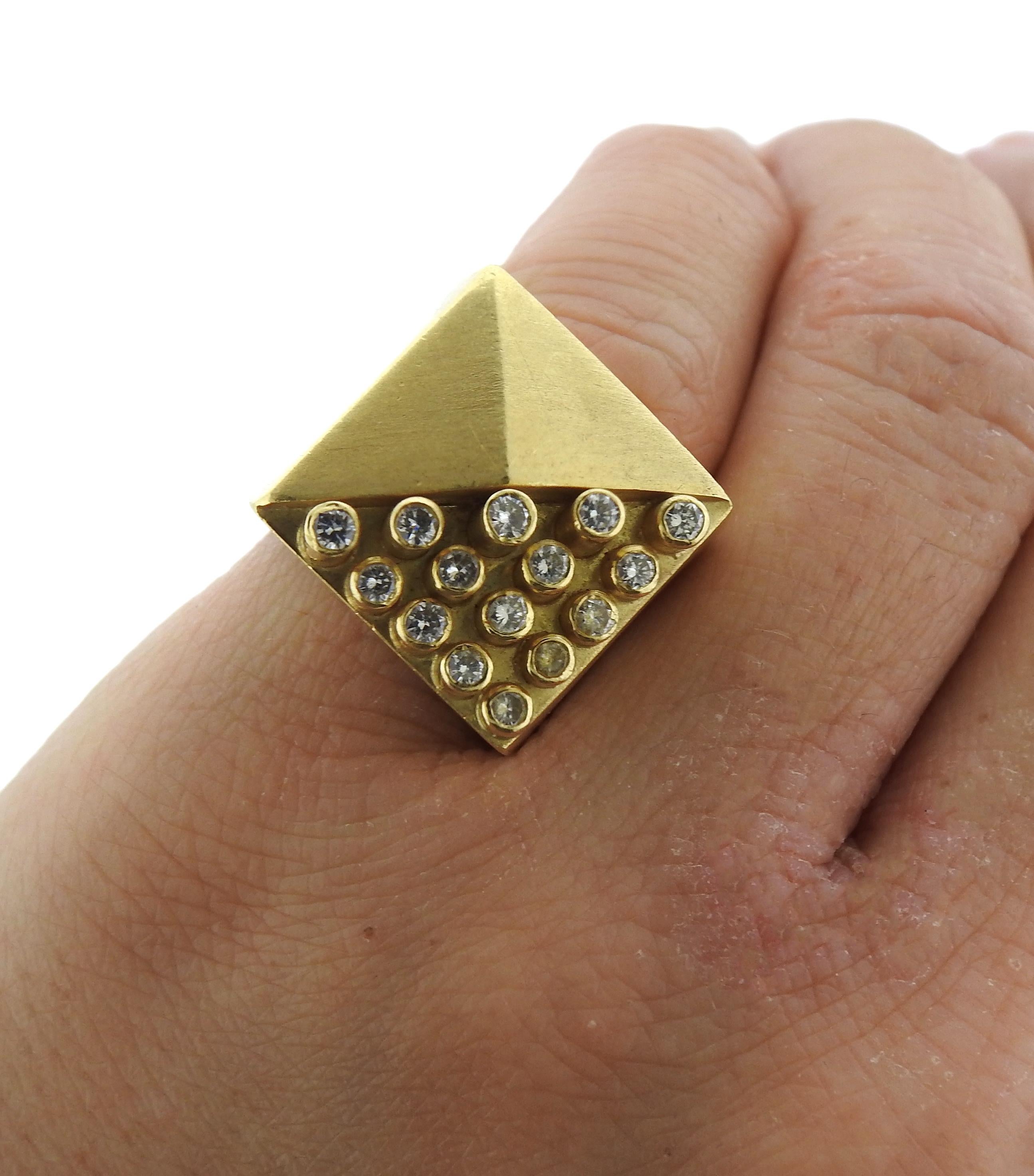 Vancox Modernist Diamond Gold Geometric Ring 1