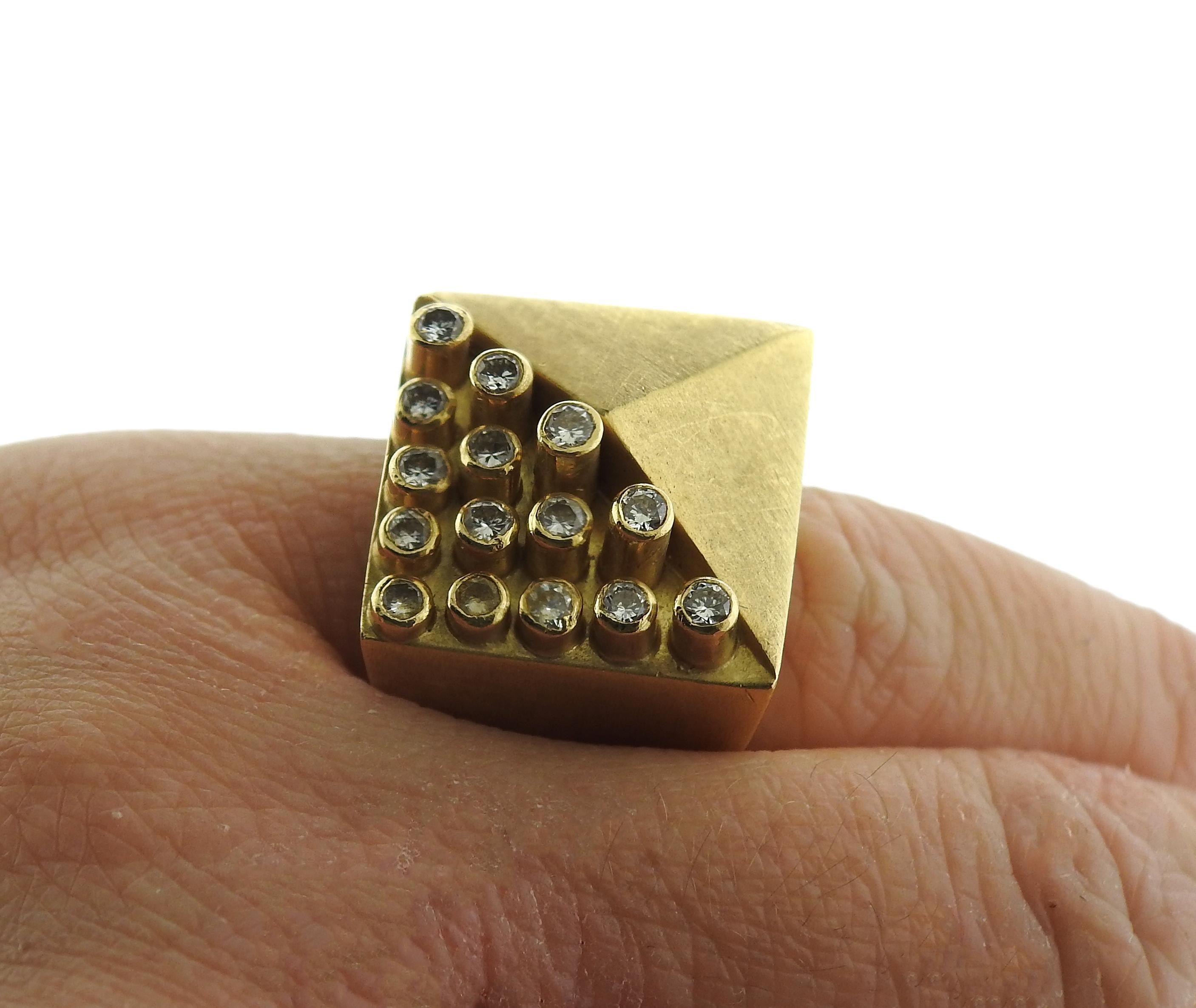 Vancox Modernist Diamond Gold Geometric Ring 2