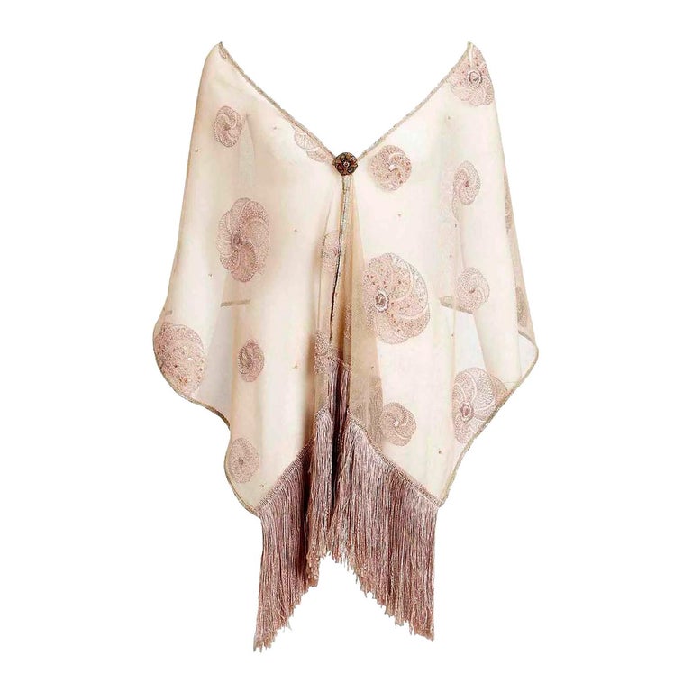 White Forest Hand Beaded Shawl Scarf main image 0