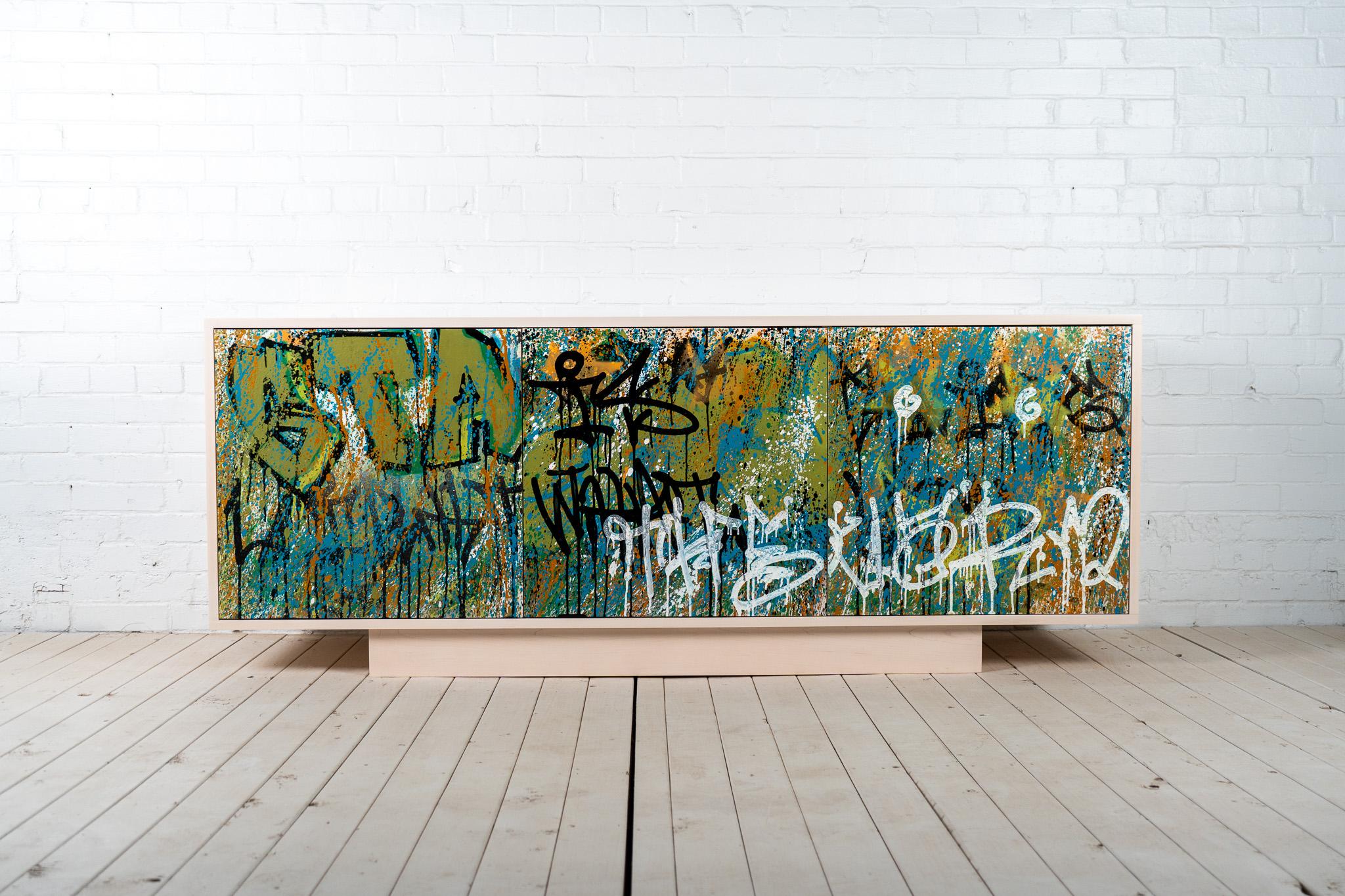 Contemporary Vandalism Cabinet 04 - Handmade Cabinet, Hand-Painted with Graffiti-style Art XL For Sale