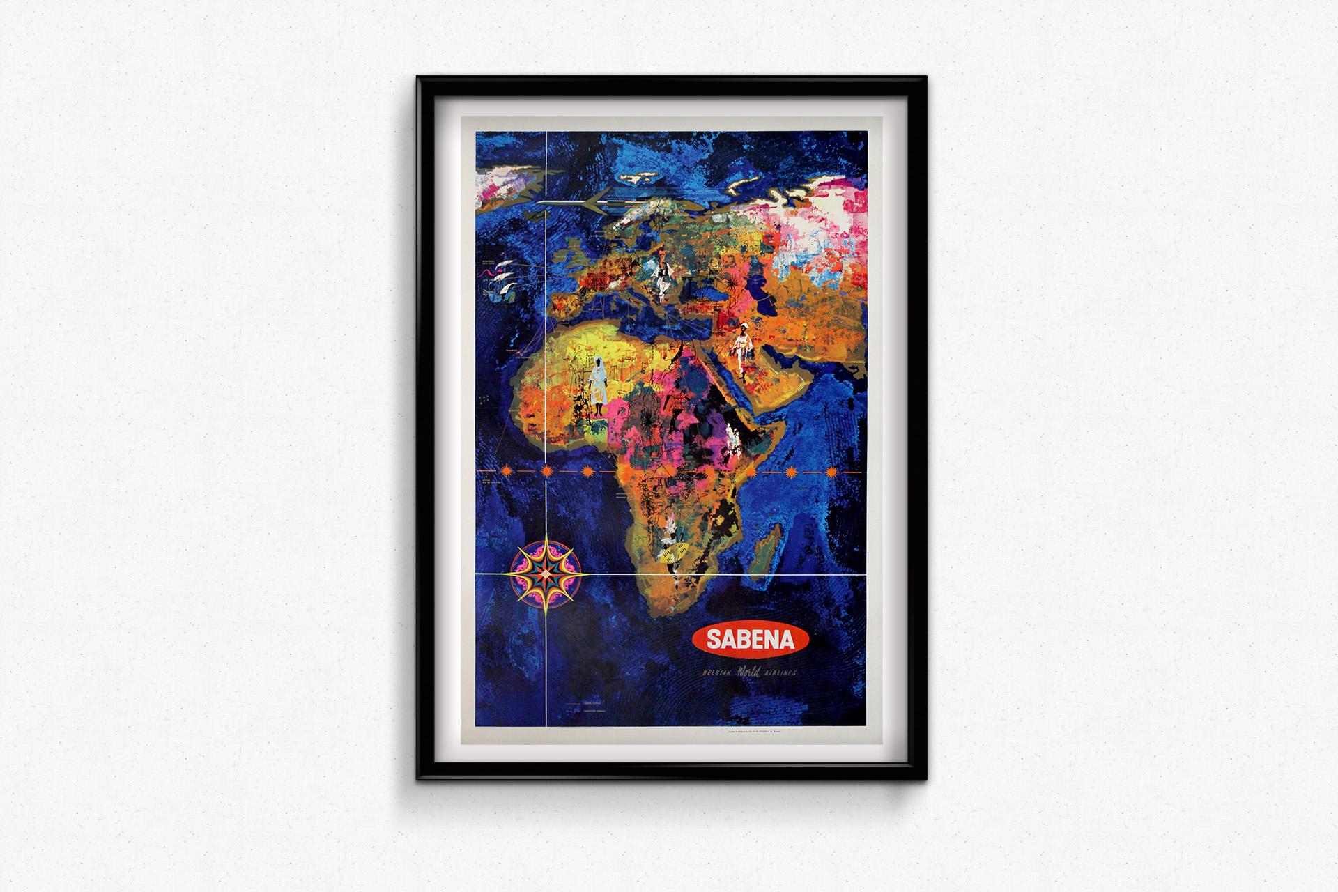 Original travel poster by G. Vanden Eynde for Sabena Belgian World Airlines For Sale 1