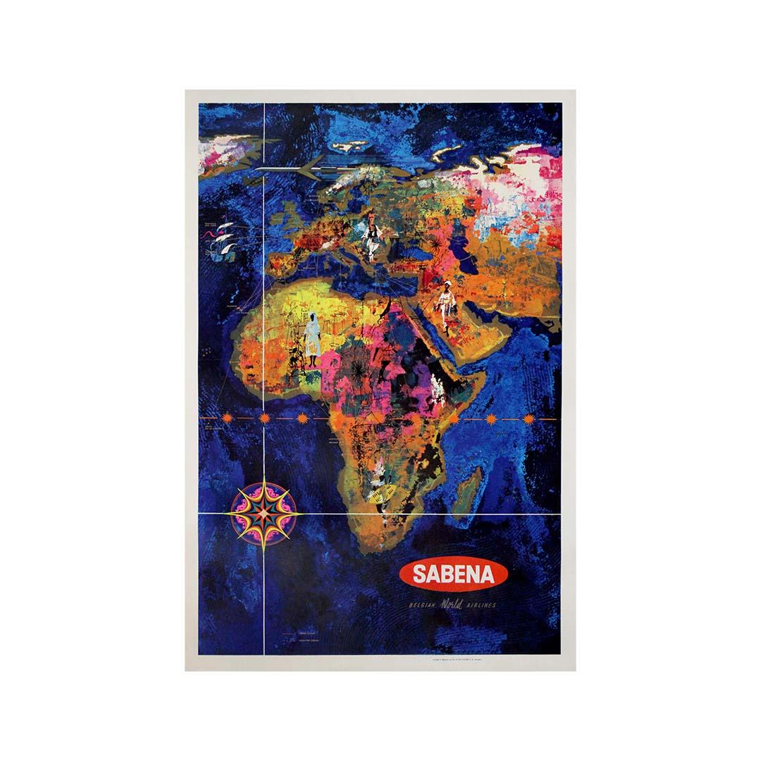 Original travel poster by G. Vanden Eynde for Sabena Belgian World Airlines For Sale 3