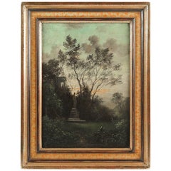 Vanderburch Jacques Hippolyte, Oil on Canvas, Statue in a Park, circa 1840