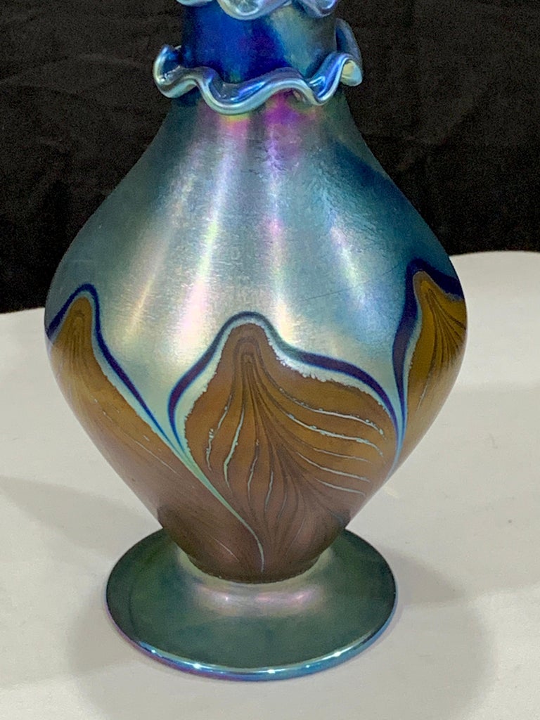 20th Century Vandermark Art Glass Decanter, in the Style of Louis Comfort Tiffany For Sale