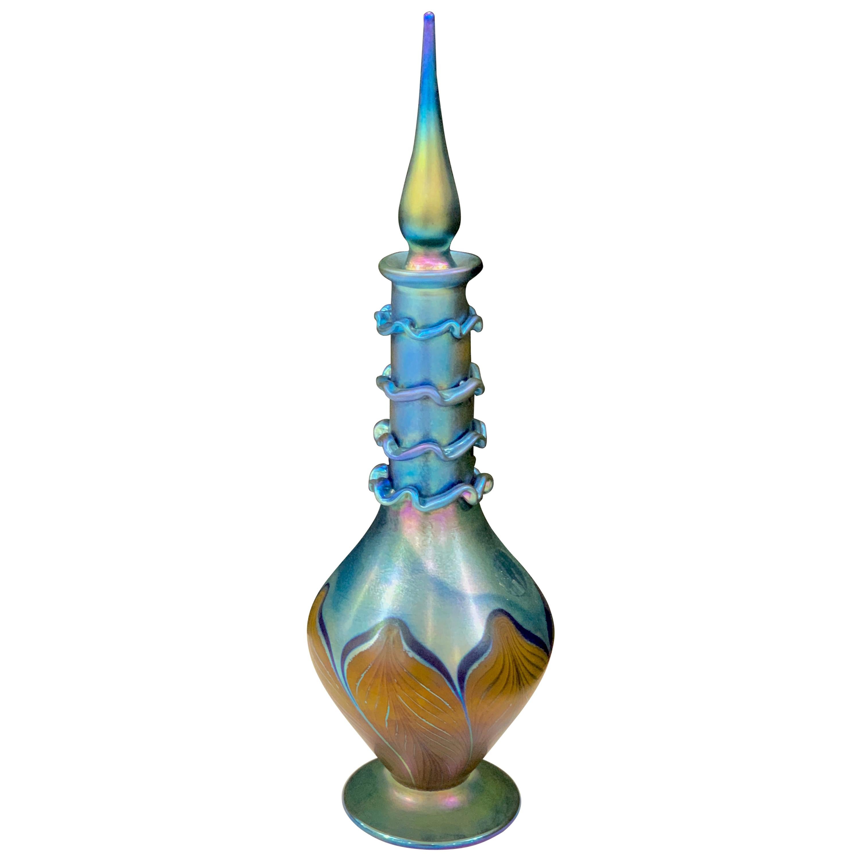 Vandermark Art Glass Decanter, in the Style of Louis Comfort Tiffany For Sale