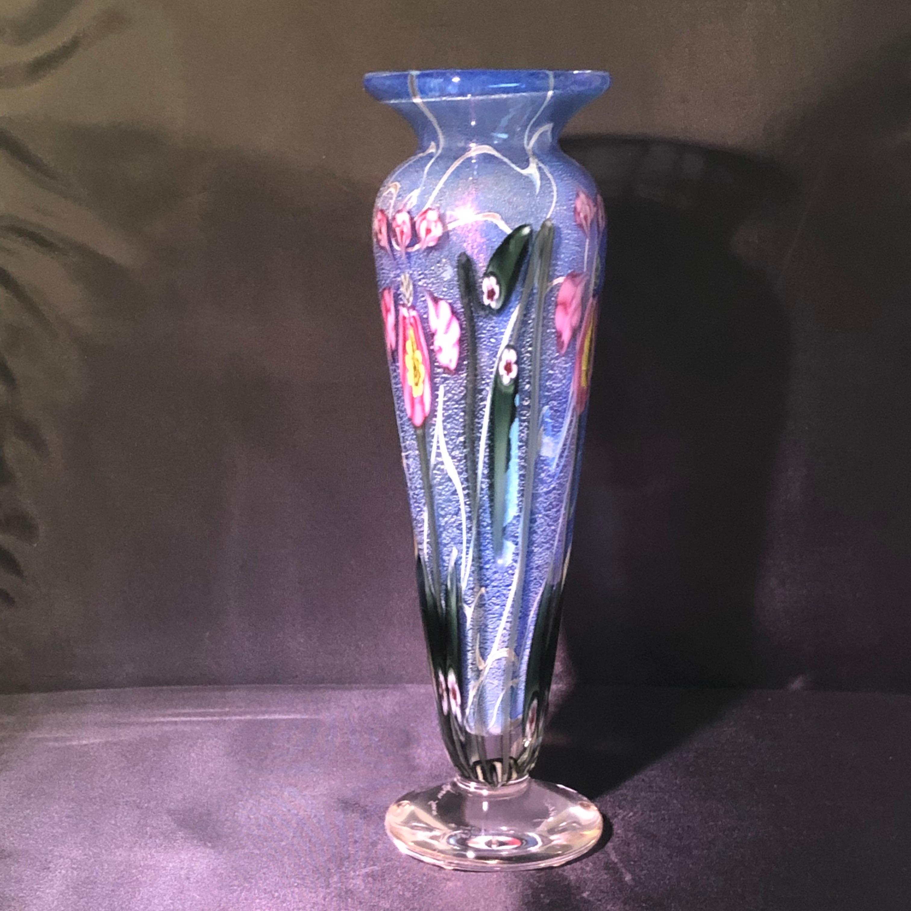 American Vandermark Art Glass Vase Signed by Vandermark, Doug Merritt and Stephen Smarr