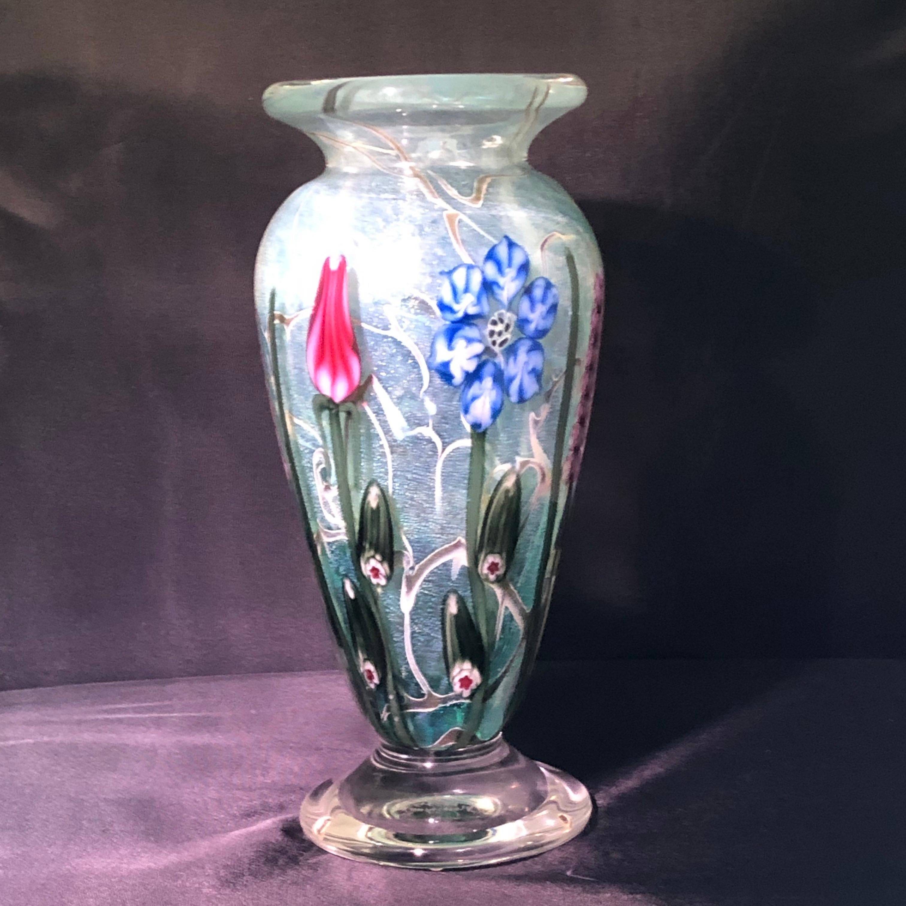 American Vandermark Art Glass Vase Signed by Vandermark, Doug Merritt and Stephen Smarr