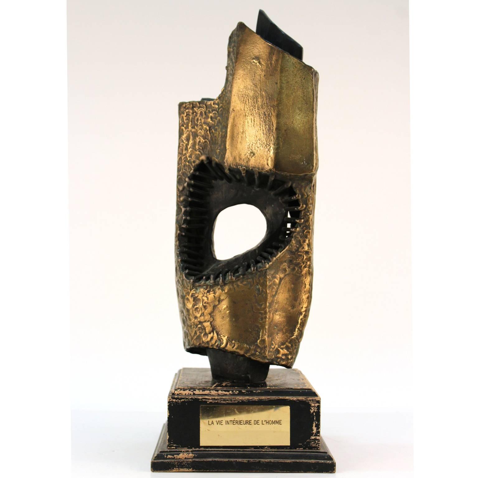 20ième siècle Sculpture abstraite brutaliste en bronze soudé Vandevoorde en vente