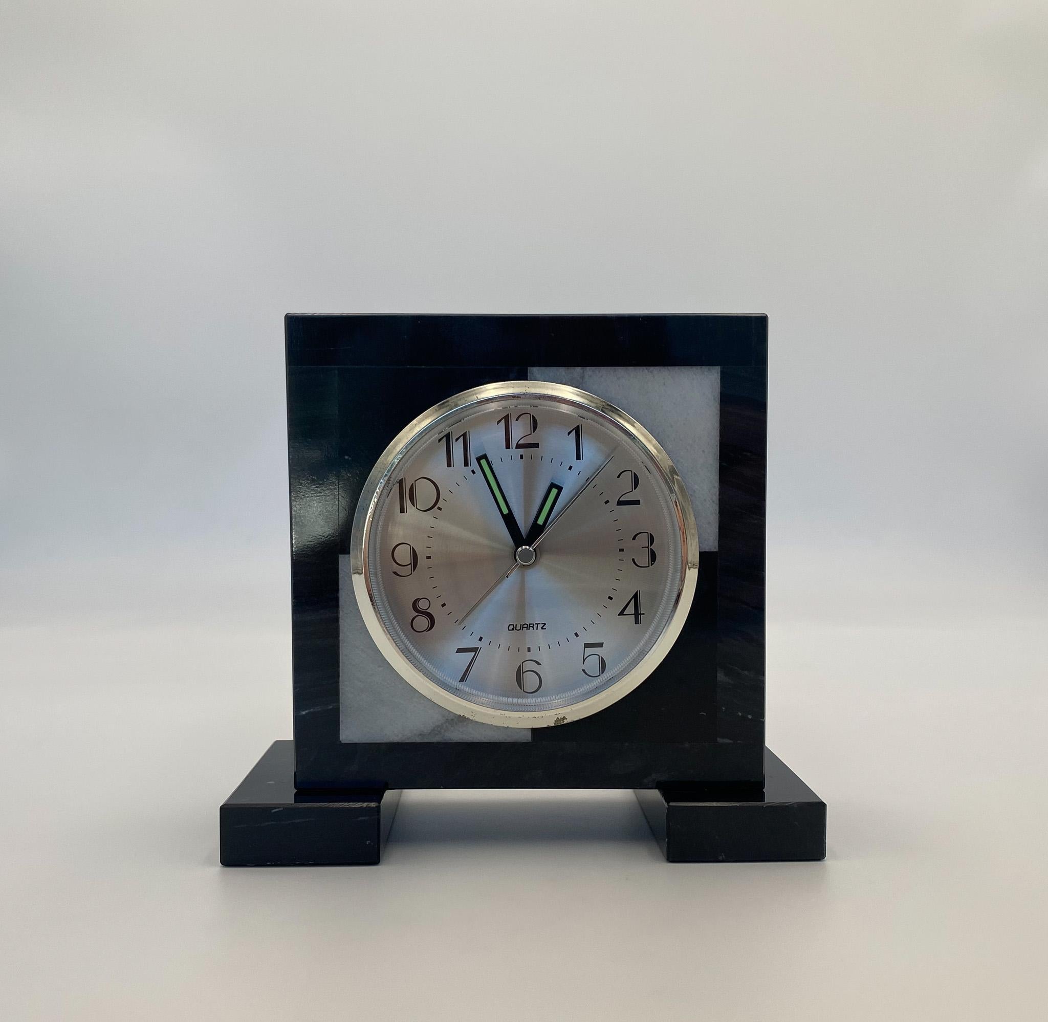 Vandor Post-Modern Marble Table Clock, 1985 1