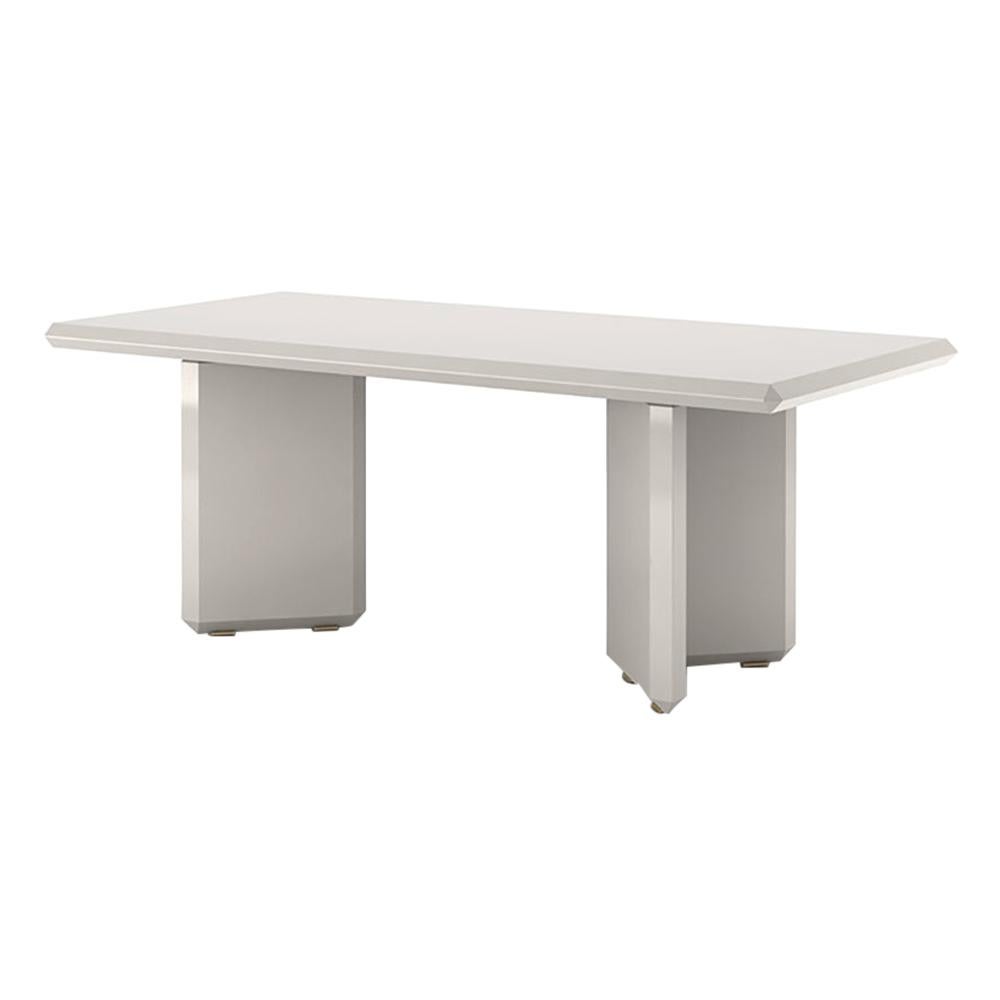 Vane Long Dining Table Creamy White by Frank Chou For Sale