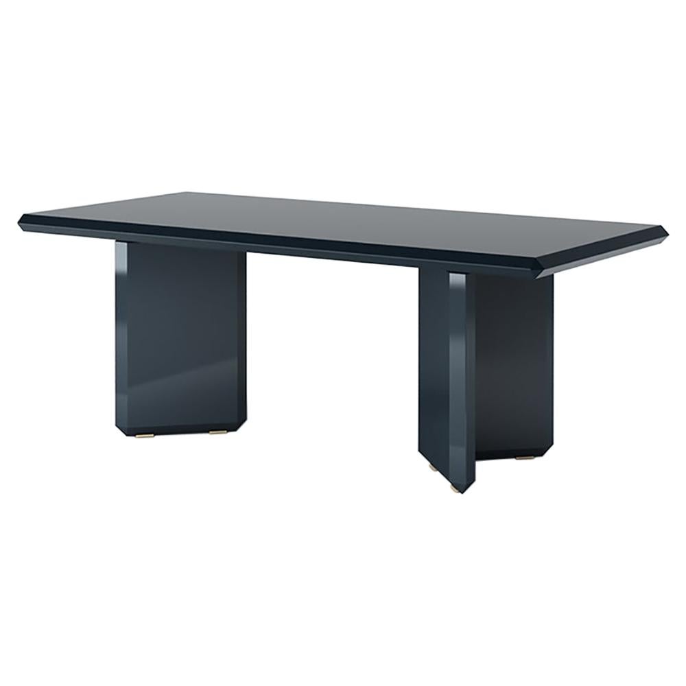 Vane Long Dining Table Dark Blue by Frank Chou For Sale