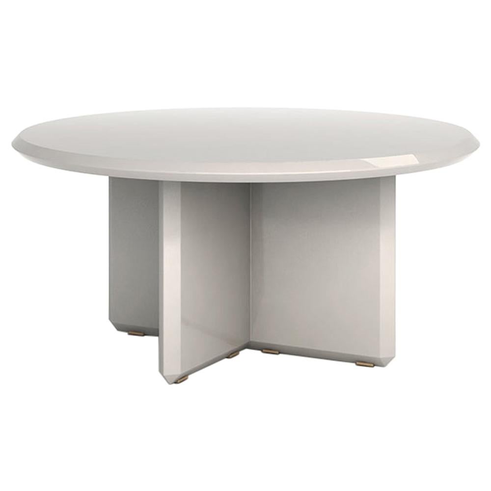 Vane Round Dining Table Creamy White by Frank Chou For Sale
