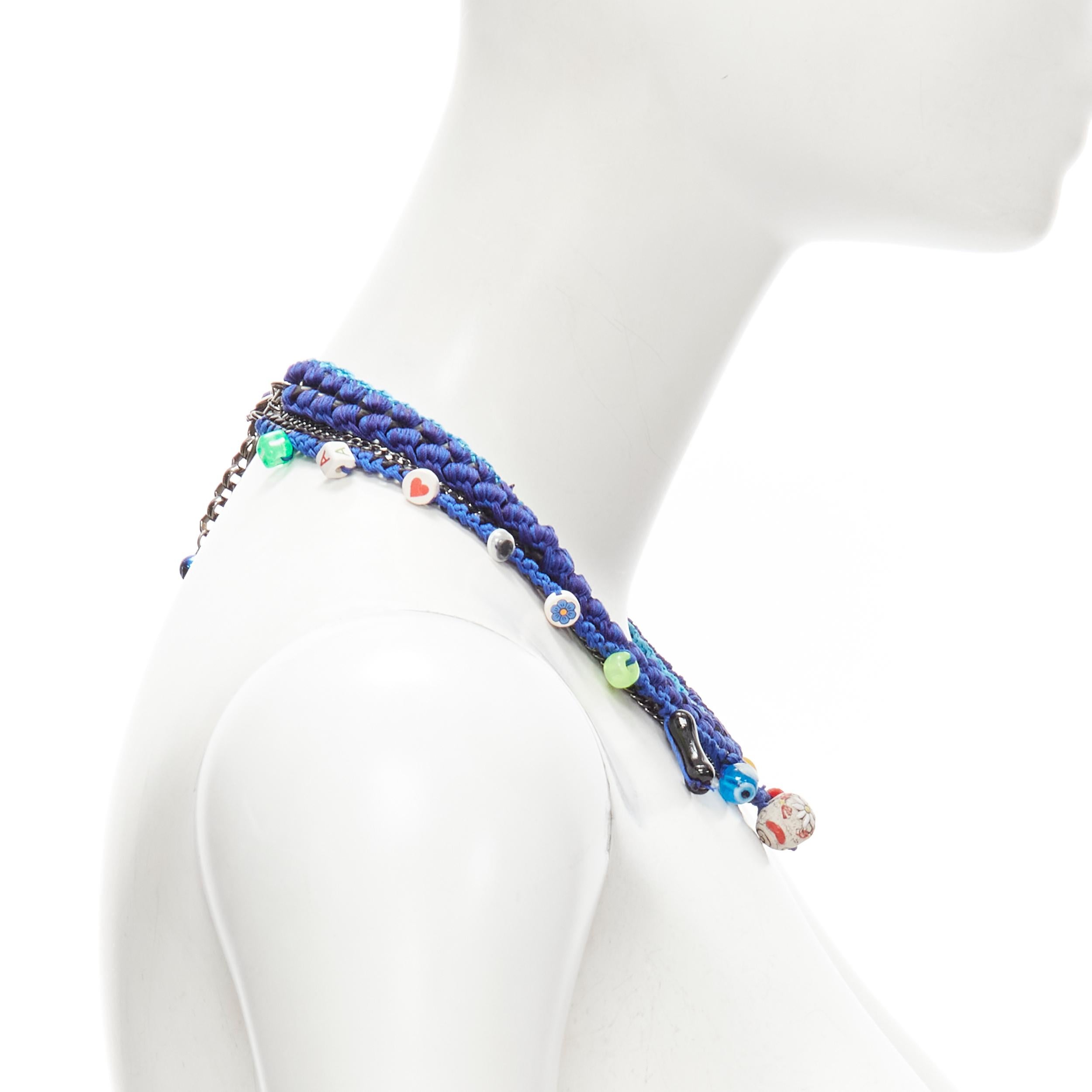 Women's VANESSA ARIZAGA blue rope chain colorful charm skull dice necklace For Sale