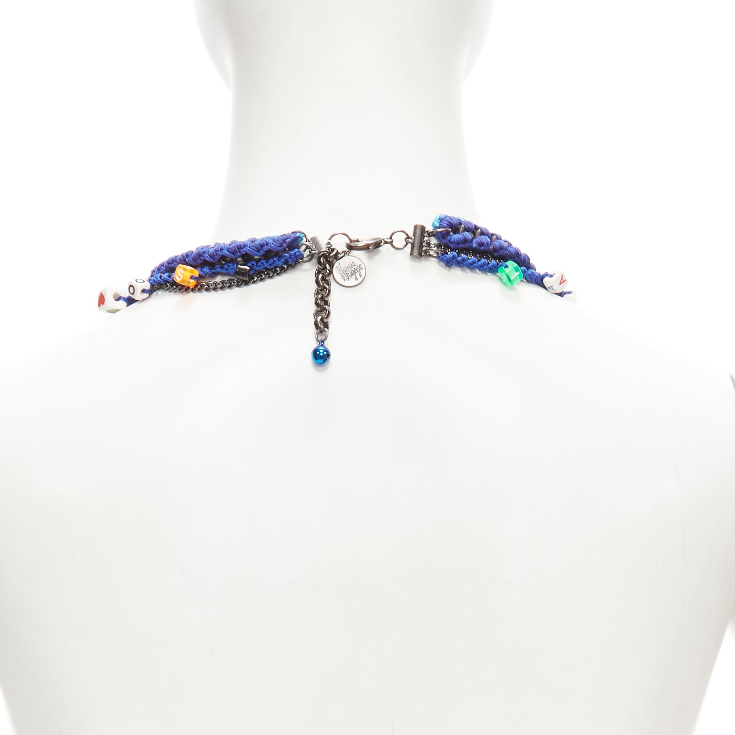 VANESSA ARIZAGA blue rope chain colorful charm skull dice necklace For Sale 1