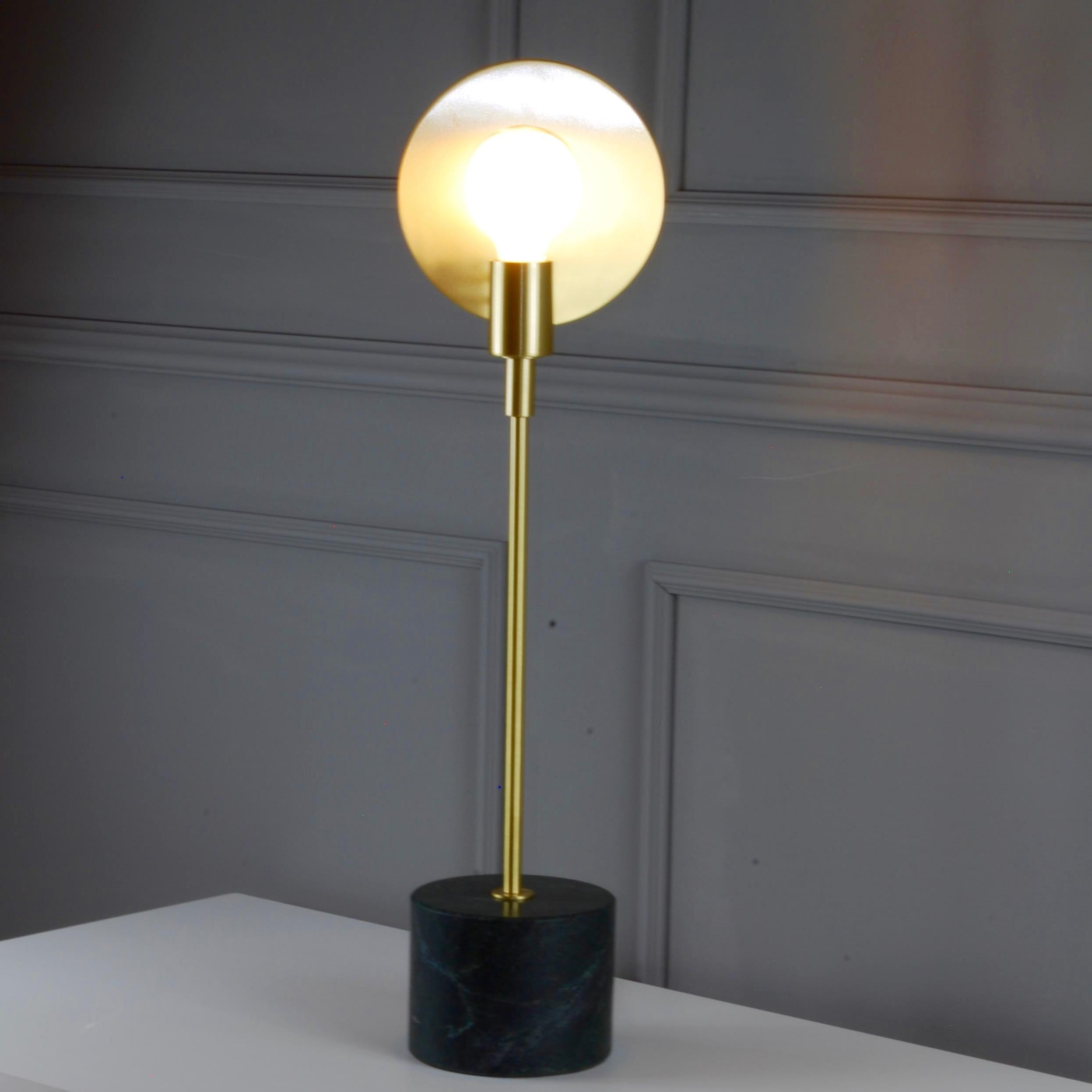 Vanessa Bespoke Minimalist Italian White Marble & Satin Brass Modern Table Lamp 8