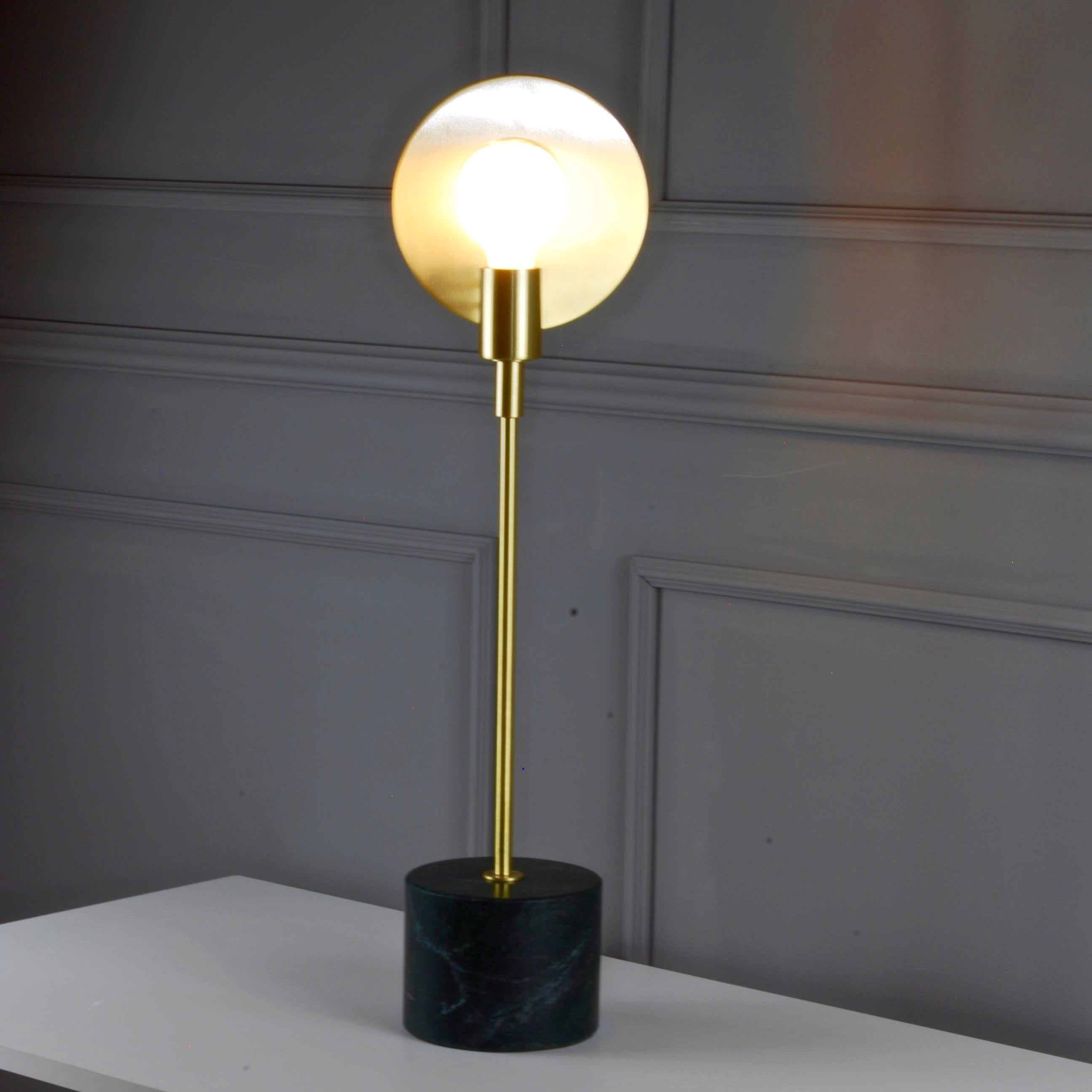 Vanessa Bespoke Minimalist Italian White Marble & Satin Brass Modern Table Lamp 9