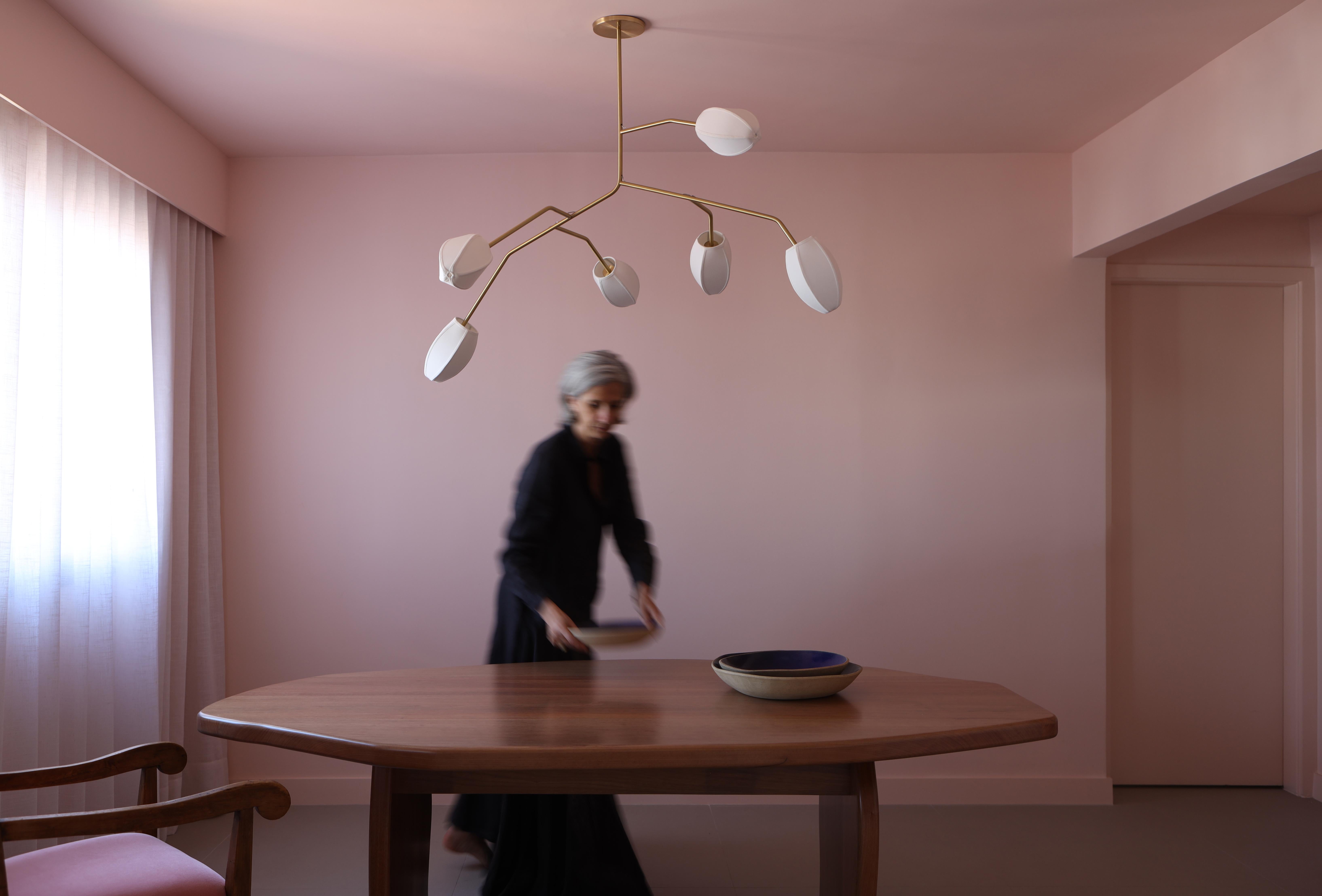 Modern Vanessa - Brazilian Contemporary Sculptural Brass Pendant Light - Max