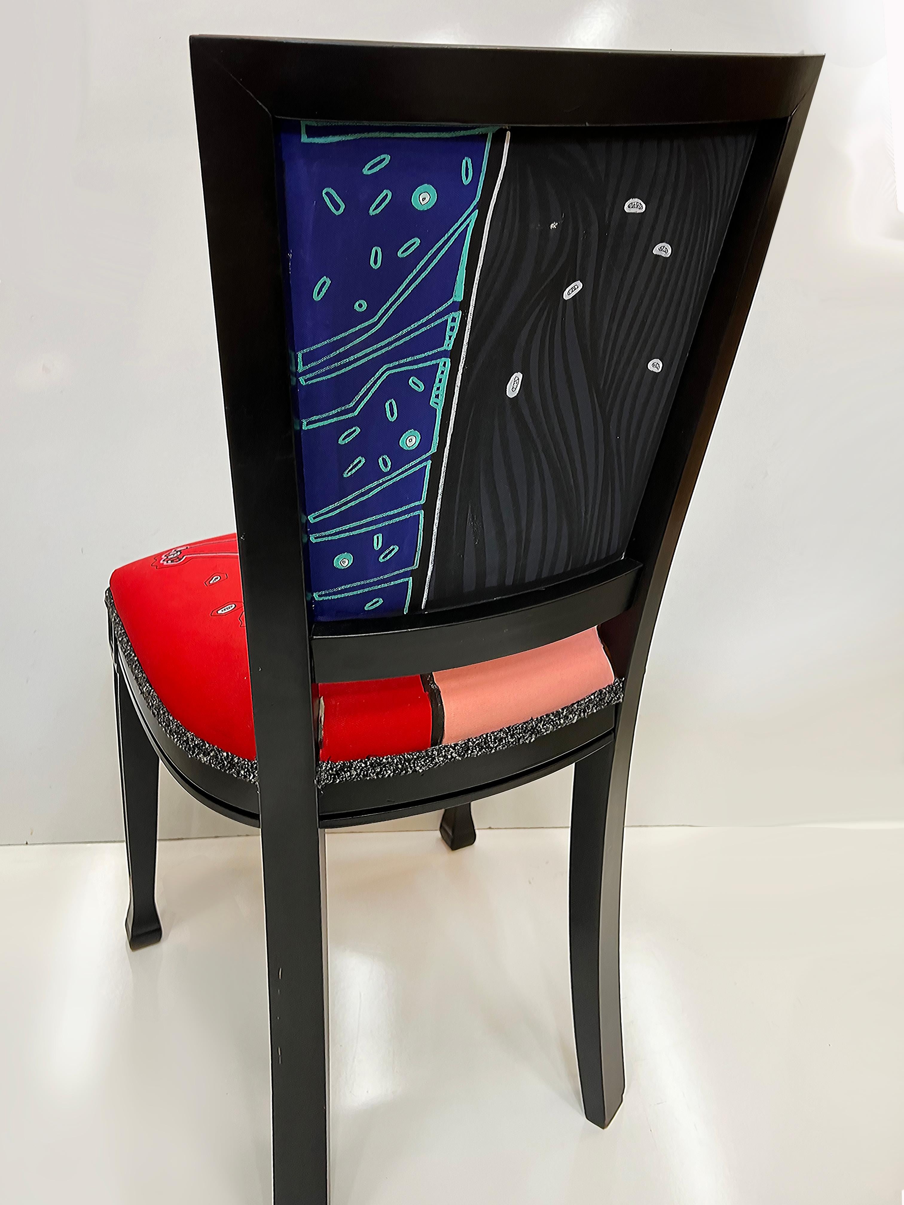 Vanessa Iacono Abstract Functional Art Painted Accent Chair  In Good Condition For Sale In Miami, FL