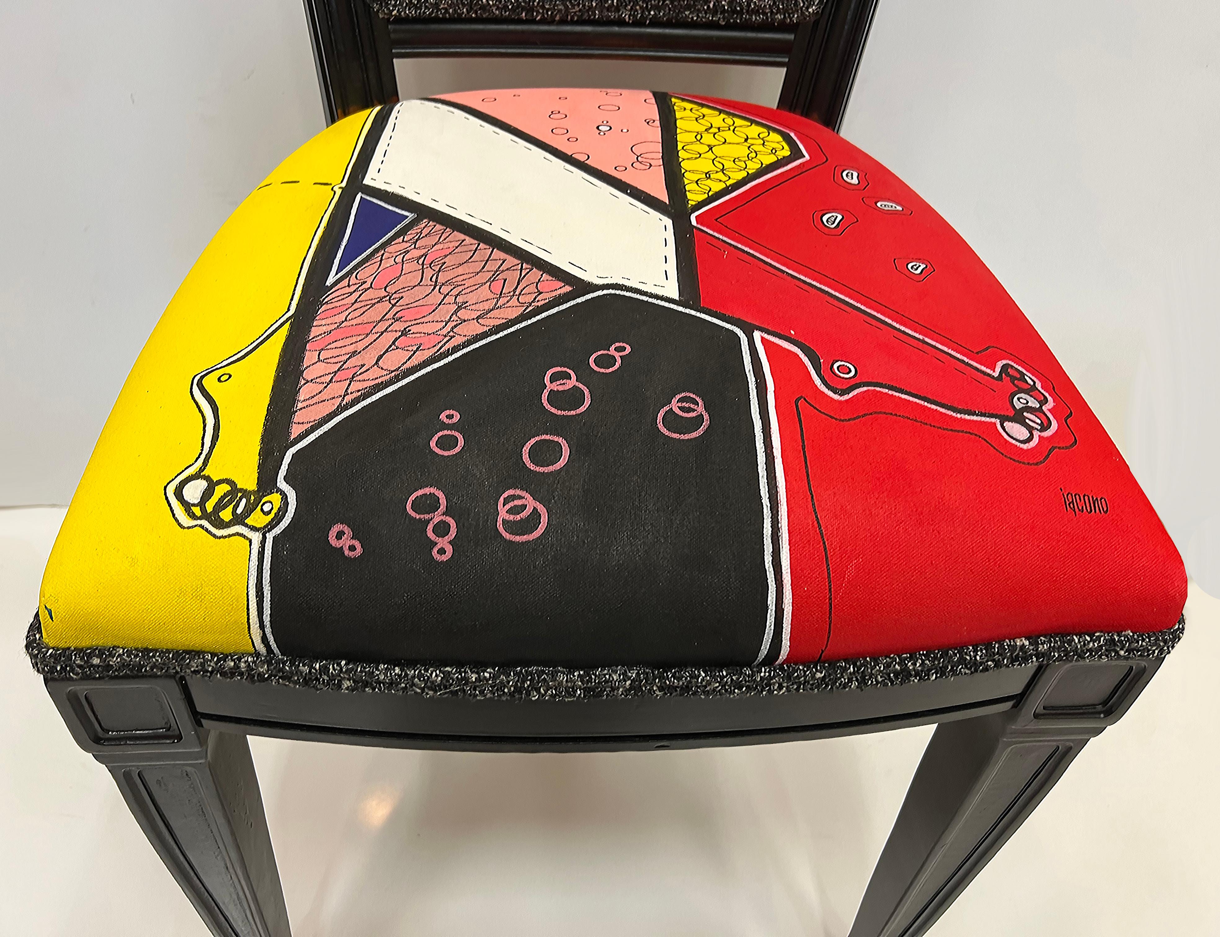 Fabric Vanessa Iacono Abstract Functional Art Painted Accent Chair  For Sale