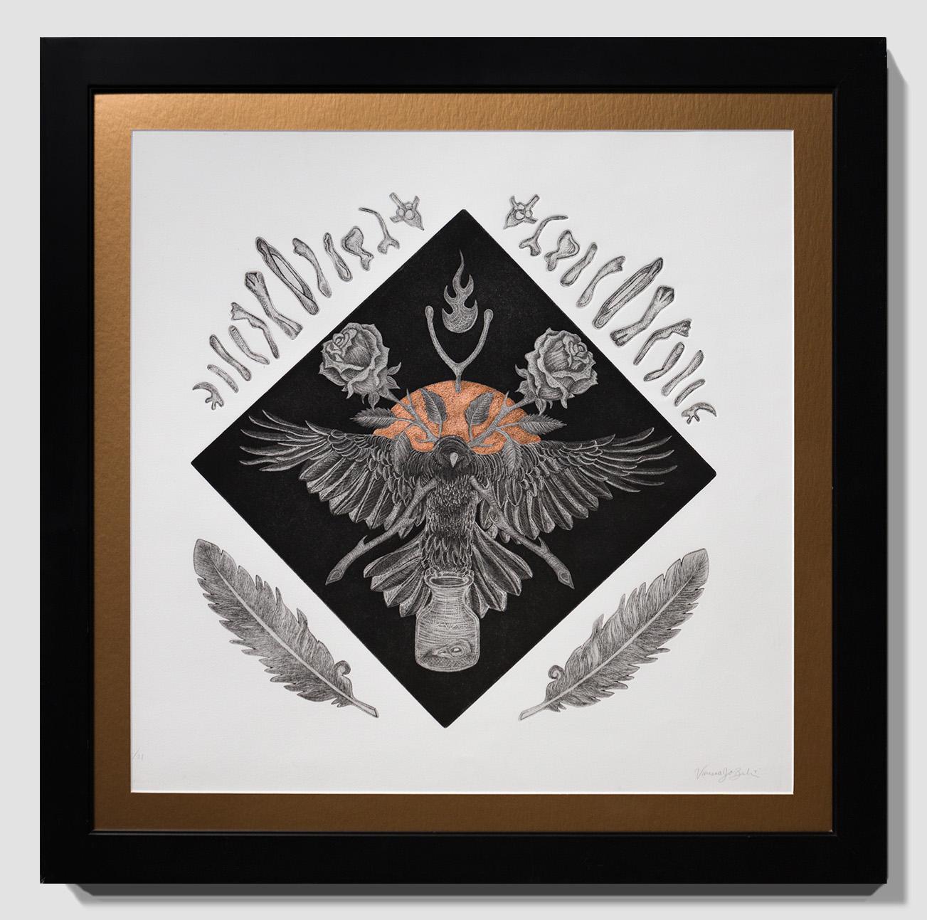 « Nevermore », iconographie d'oiseaux, motif floral, représentations esthétiques, gravure en vente 6
