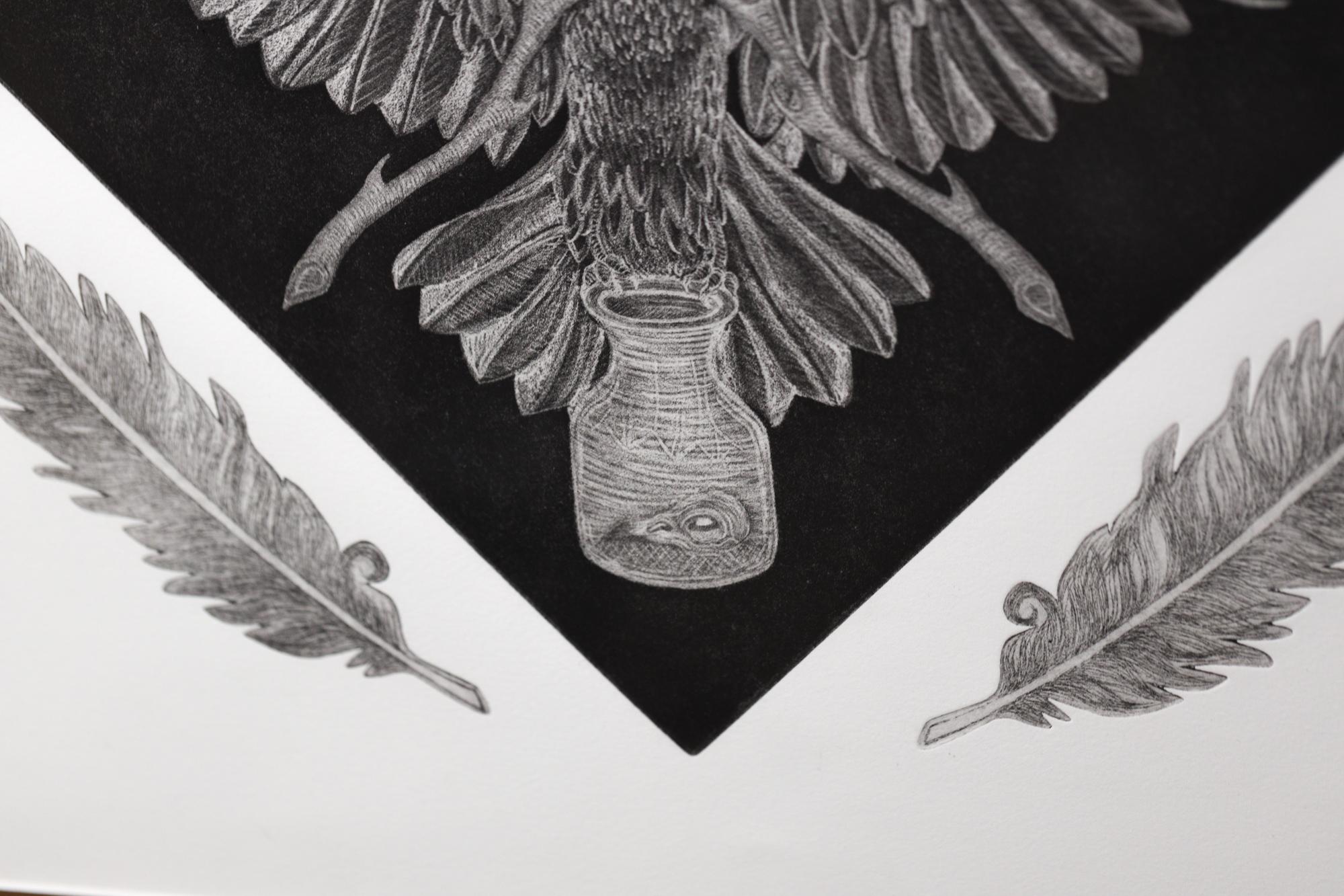 « Nevermore », iconographie d'oiseaux, motif floral, représentations esthétiques, gravure en vente 5