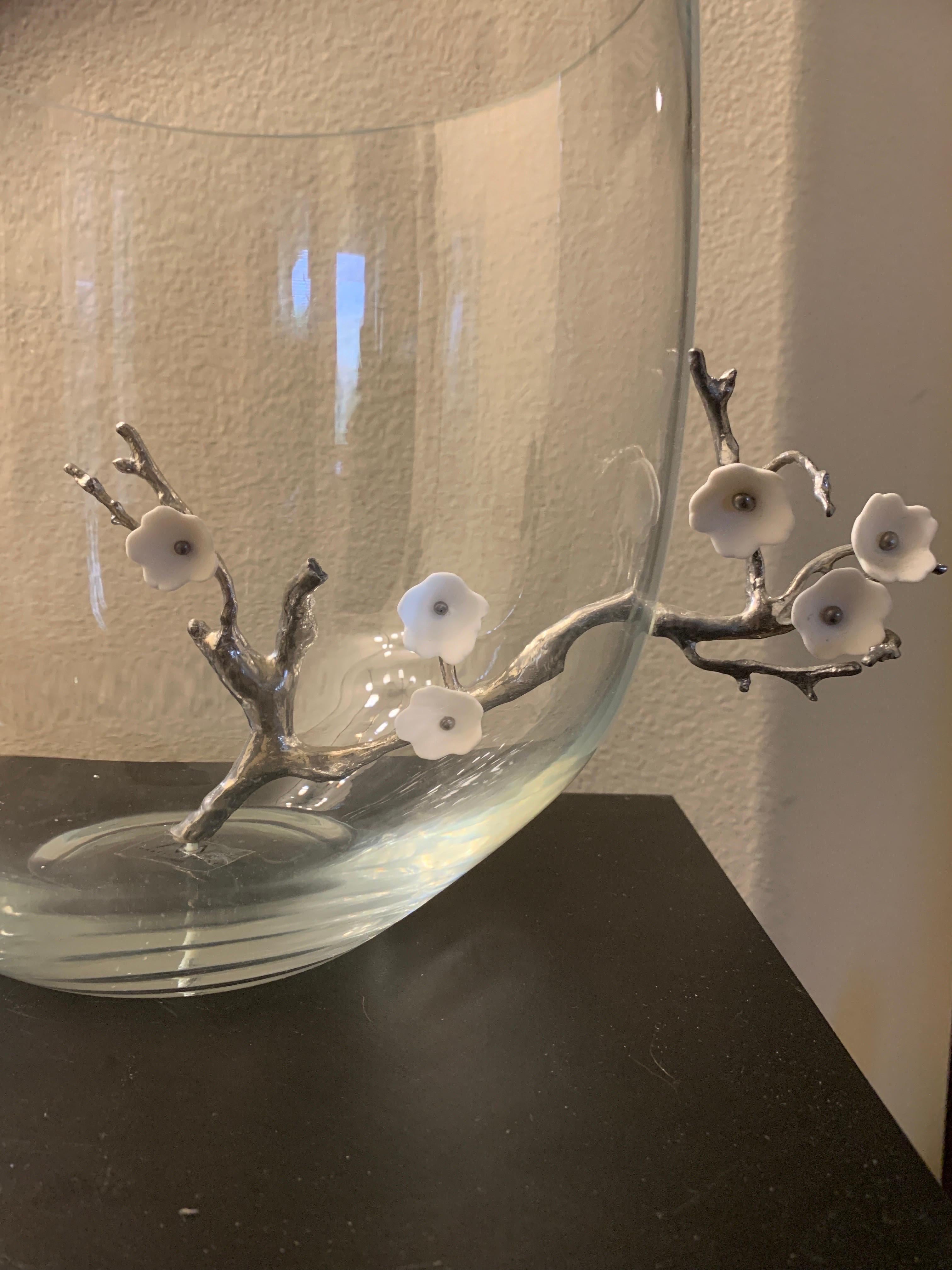 Vanessa Mitrani Glass Cherry Blossom Sculpture Bowl Paris France For Sale 2