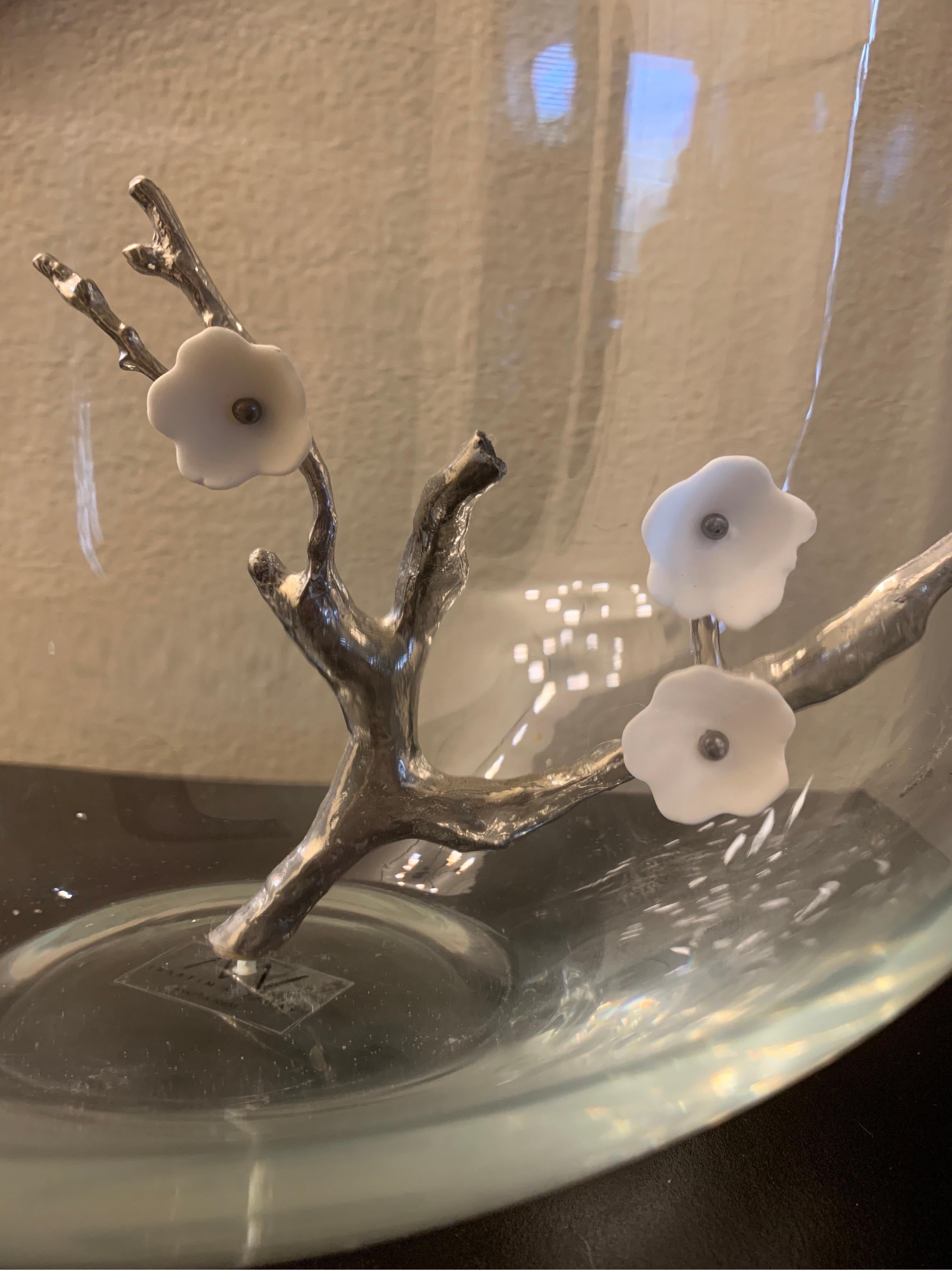 Contemporary Vanessa Mitrani Glass Cherry Blossom Sculpture Bowl Paris France For Sale