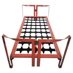 Used Vanessa red metal bed by Tobia Scarpa for Gavina 70s 