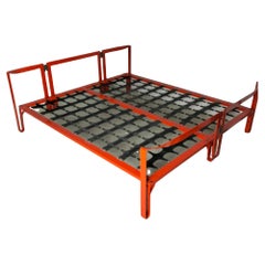 Vintage “Vanessa” red metal double bed by Tobia Scarpa for Gavina 70s