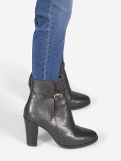 Vanessa Seward Black Buckled Leather Ankle Boots Size IT 36