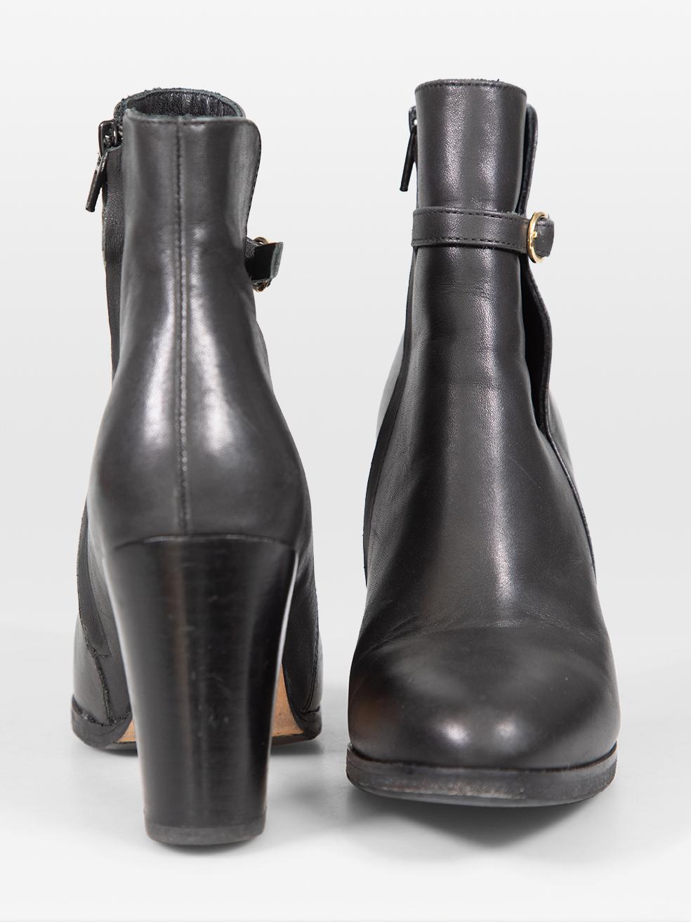 Vanessa Seward Black Buckled Leather Ankle Boots Size IT 36 In Good Condition For Sale In London, GB
