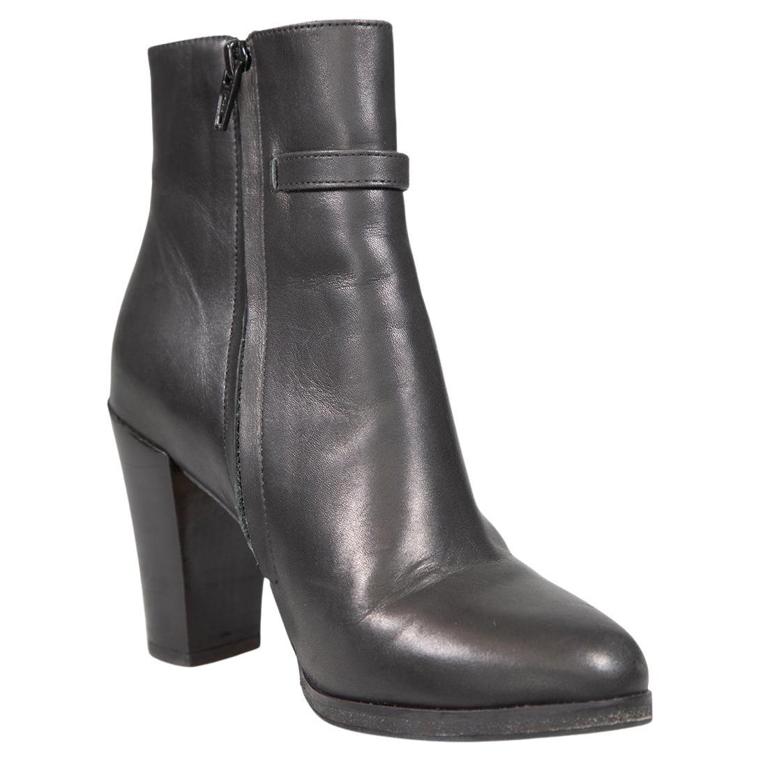 Vanessa Seward Black Buckled Leather Ankle Boots Size IT 36 For Sale