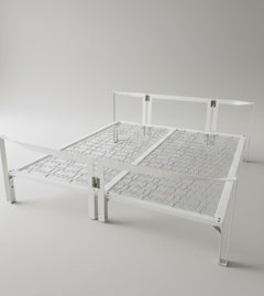 Doppelbett "Vanessa" aus weißem Metall von Tobia Scarpa für Gavina 70er Jahre
