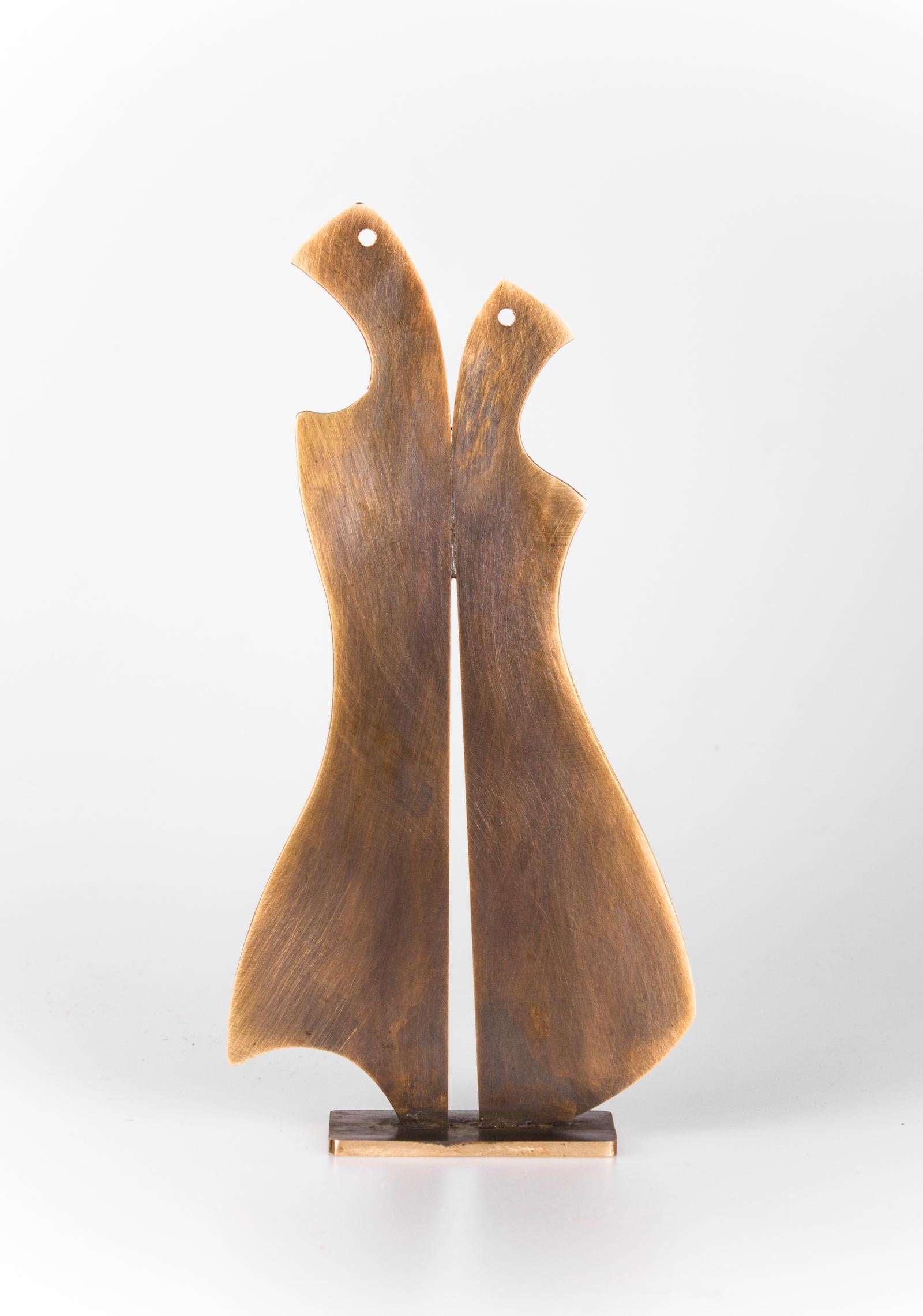 Figurative Sculpture Vangelis Ilias - Sculpture abstraite minimaliste en bronze