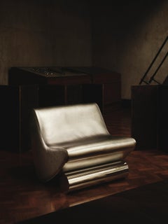 Vanguard Starman Silver Leather Lounge Chair by Studio Brocky