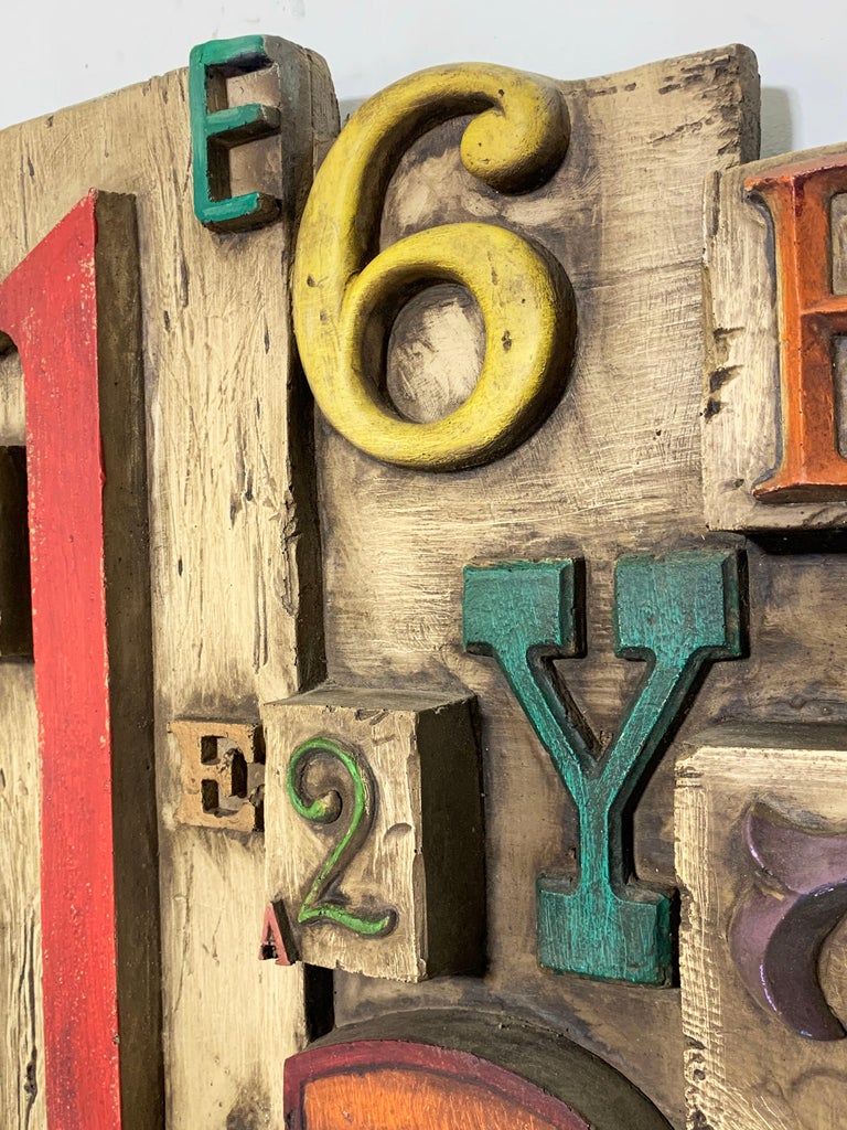 Vanguard Studios "Typographic" Wall Sculpture, Dated 1969 at 1stDibs