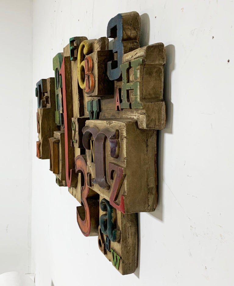 Vanguard Studios "Typographic" Wall Sculpture, Dated 1969 at 1stDibs