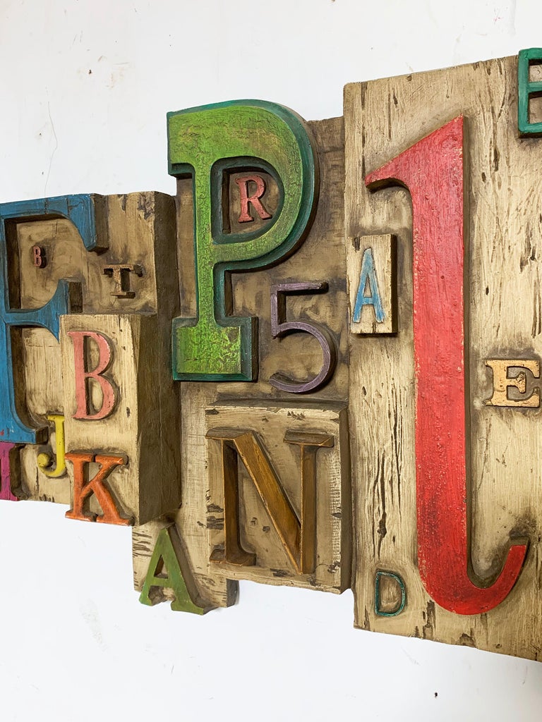 Vanguard Studios "Typographic" Wall Sculpture, Dated 1969 at 1stDibs