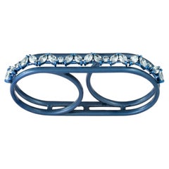 Vanguard Titanium Two-Finger Ring Featuring Marquise and Round Diamonds