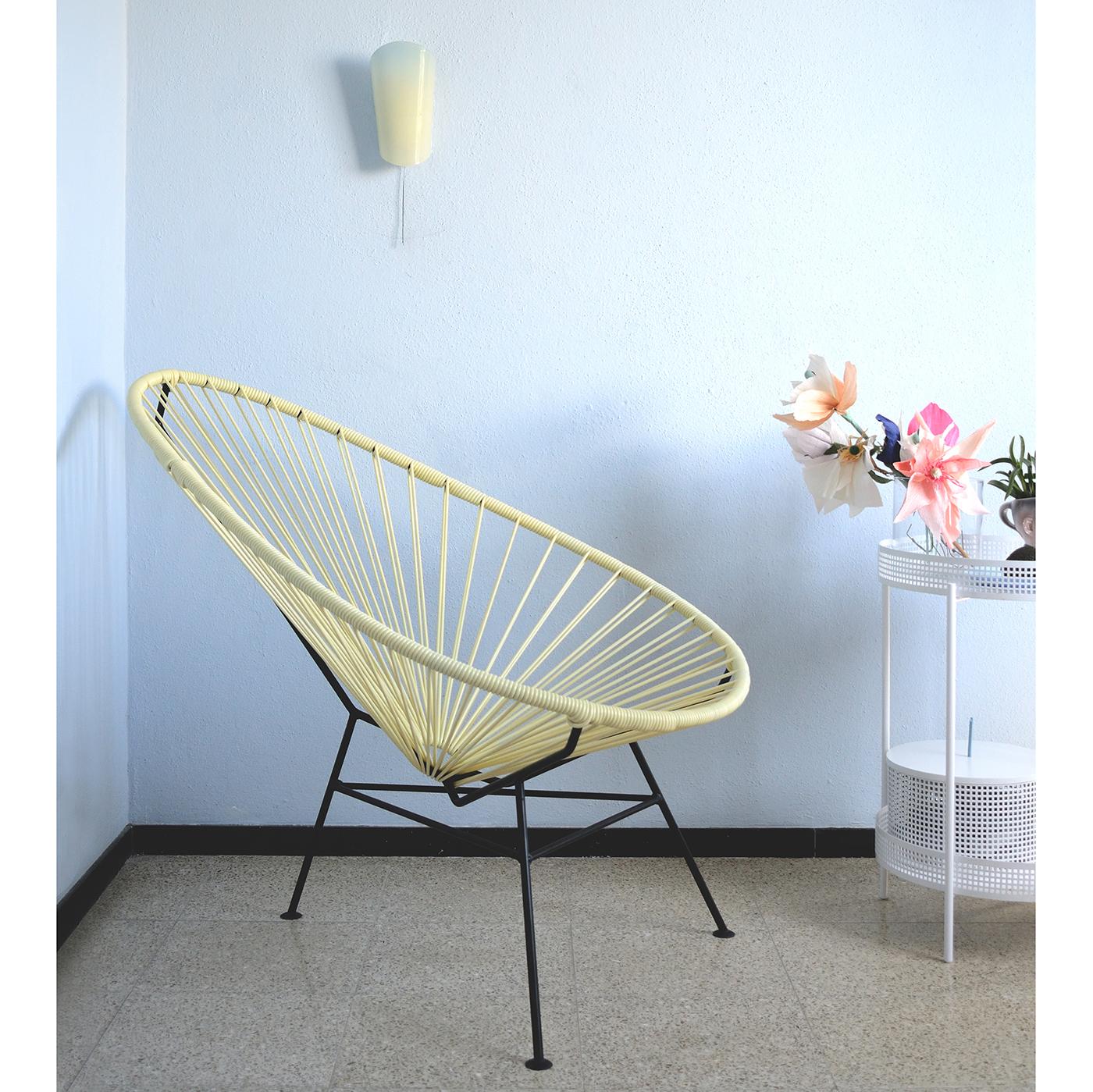 Sedia Vanilla Acapulco di OK Design
Dimensioni: D 110 x L 79 x H 72 cm.
Materiali: Metallo verniciato a polvere, Corde in PVC.

Disponibile con cornice nera, bianca o in acciaio inox.
Disponibile in altri colori. Contattateci.

L'Original Acapulco