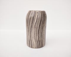 Vanilla Bean Vertical Striped Nerikomi Ceramic Vase by Fizzy Ceramics