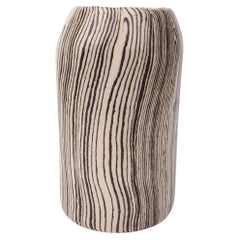 Vanilla Bean Vertical Striped Nerikomi Ceramic Vase by Fizzy Ceramics